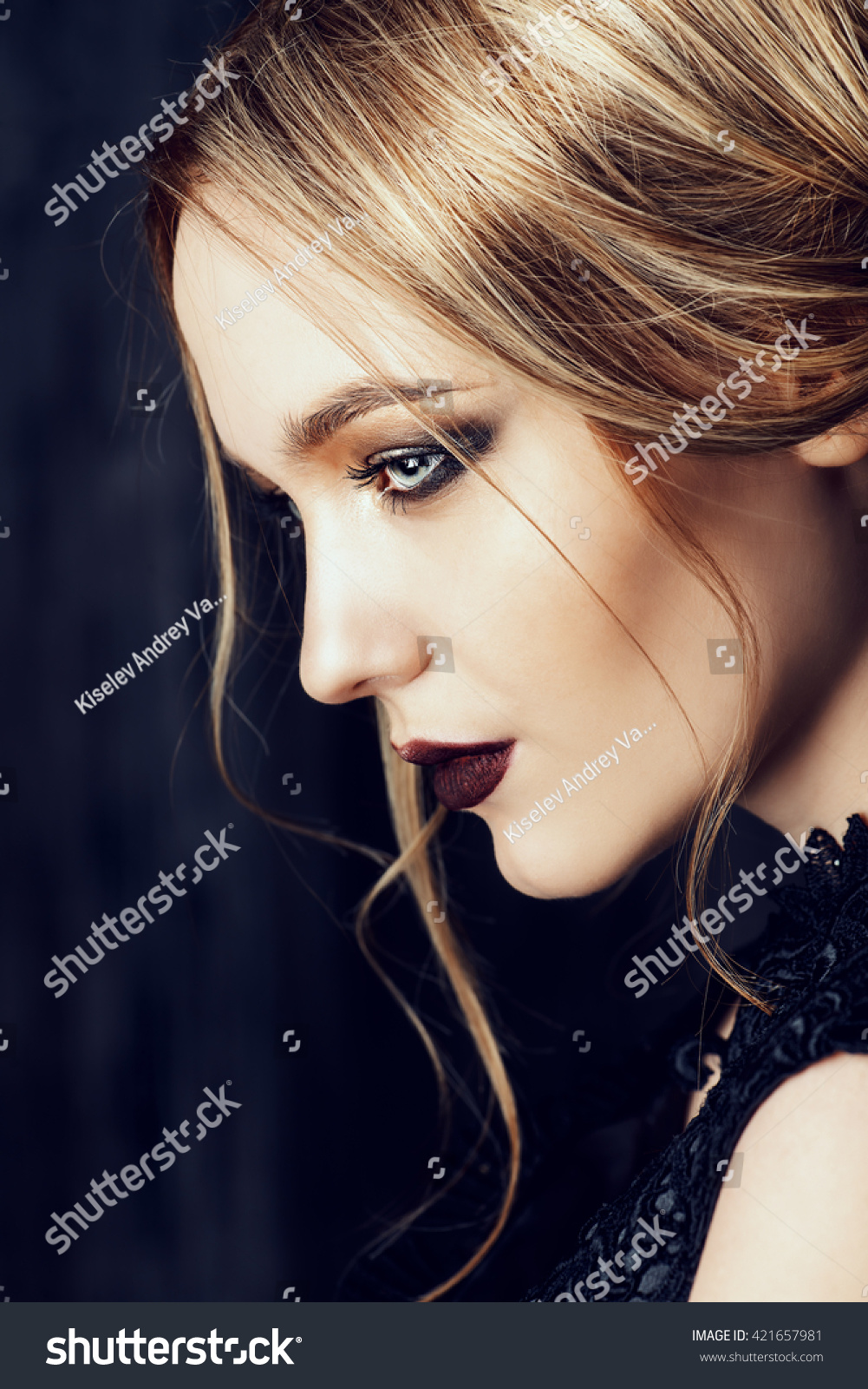 Vogue Shot Beautiful Young Woman Dark Stock Photo Edit Now