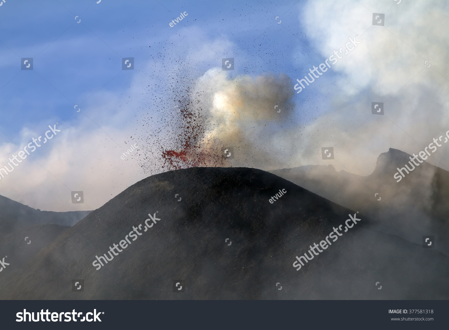 Volcano Eruption Sicily Stock Photo (Edit Now) 377581318