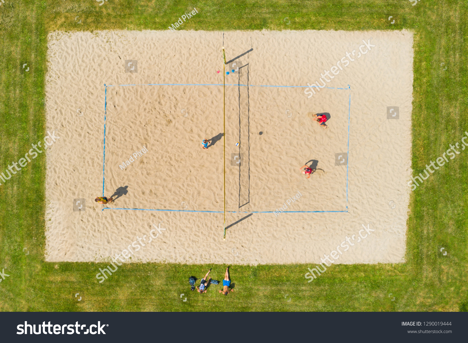 Volleyball Match On Beach Volleyball Court Sports Recreation Stock Image 1290019444