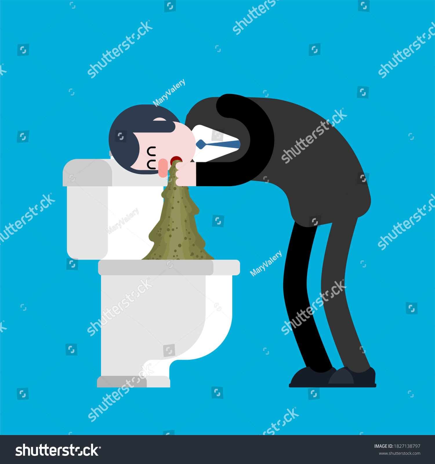 Vomit Man Toilet Puke Illustration Retching Stock Illustration 1827138797