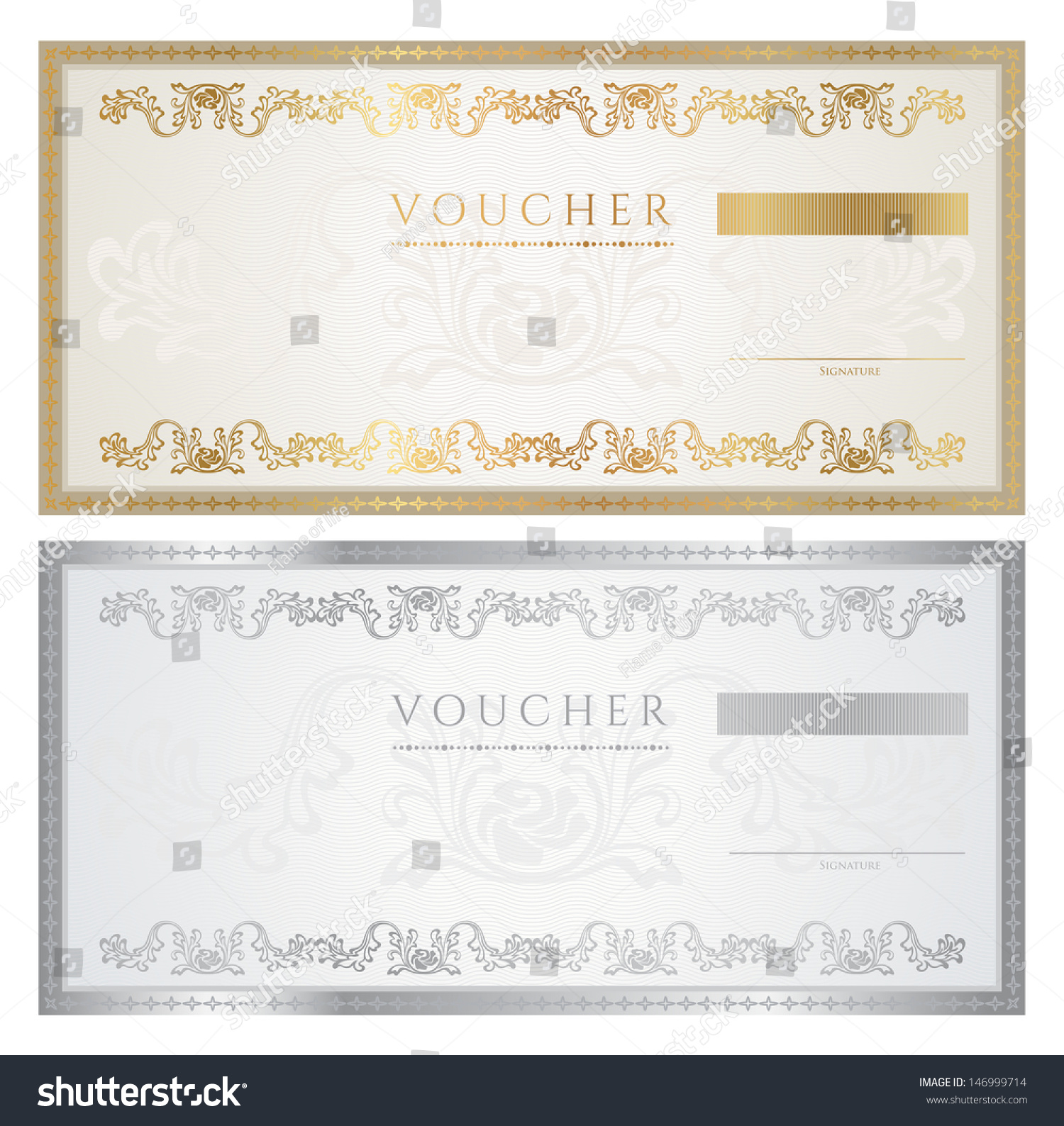 Voucher Template With Guilloche Pattern (Watermark) And Border ...