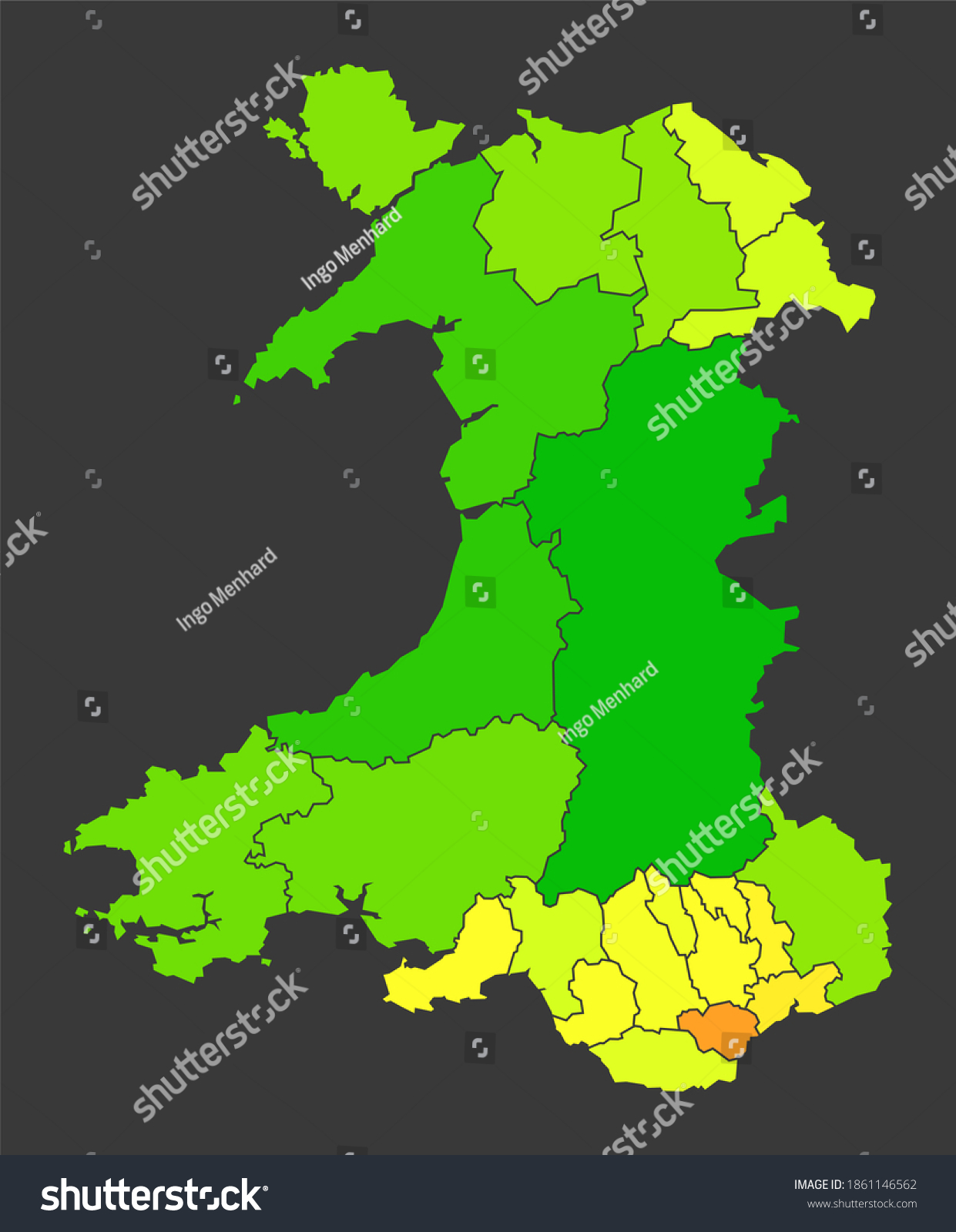 Wales Population Heat Map Color Density Stock Illustration 1861146562 ...