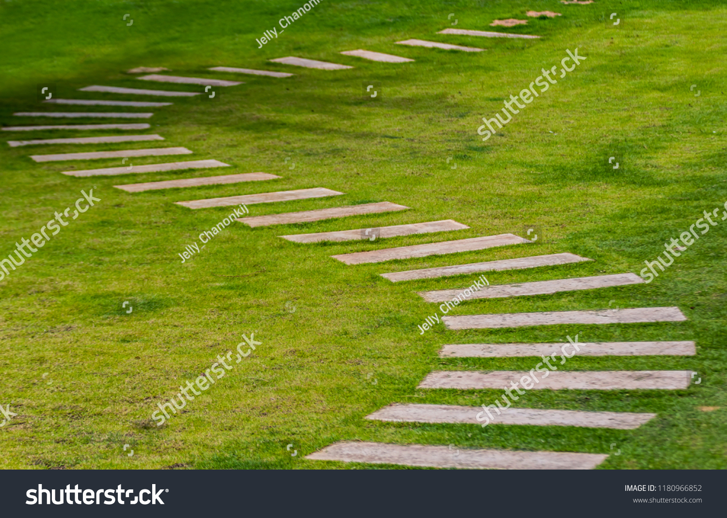 Walkway On Green Grass Garden Stone Stock Photo Edit Now