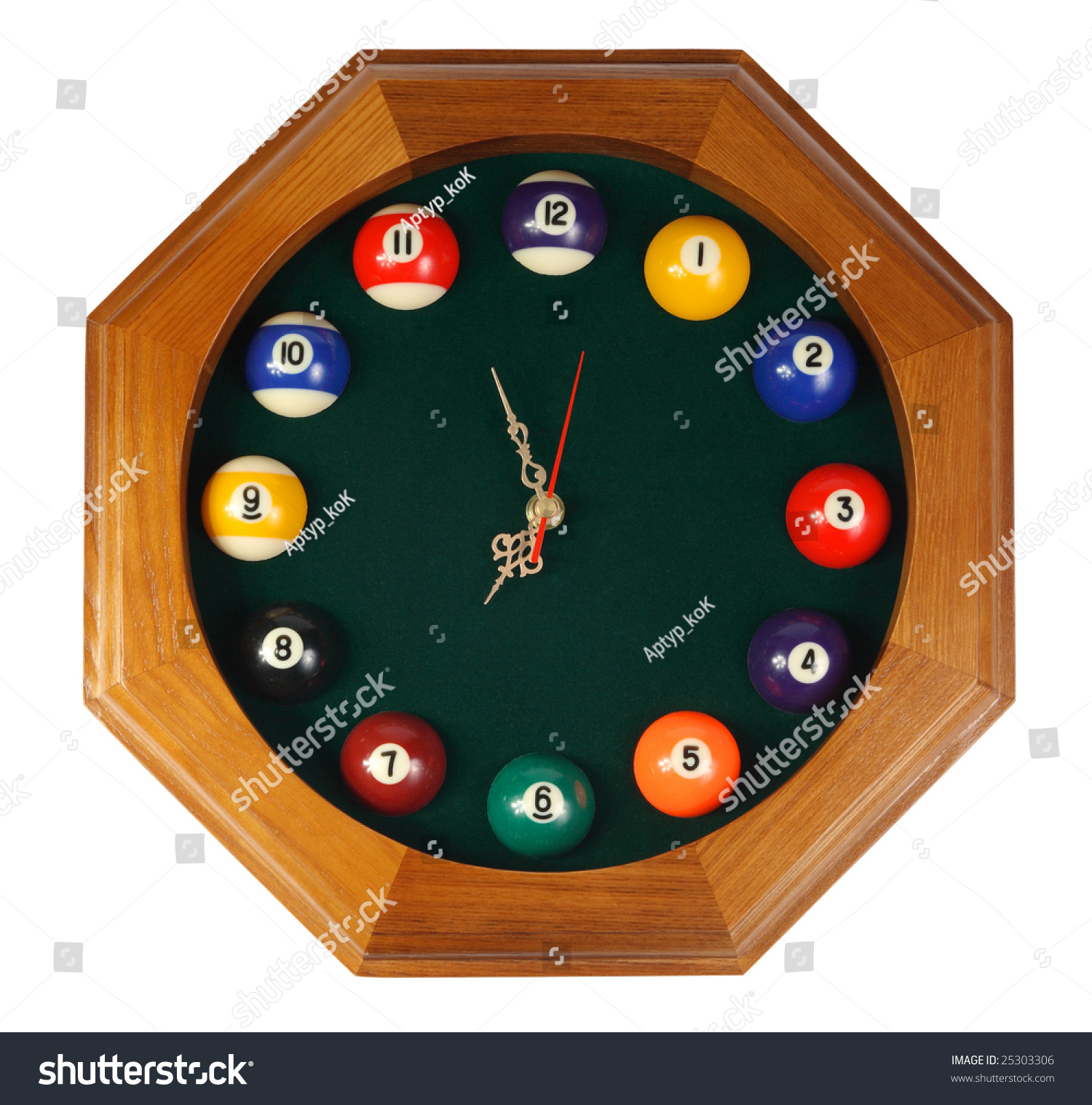 Wall Clock Billiards On White Background Stock Photo Edit Now 25303306