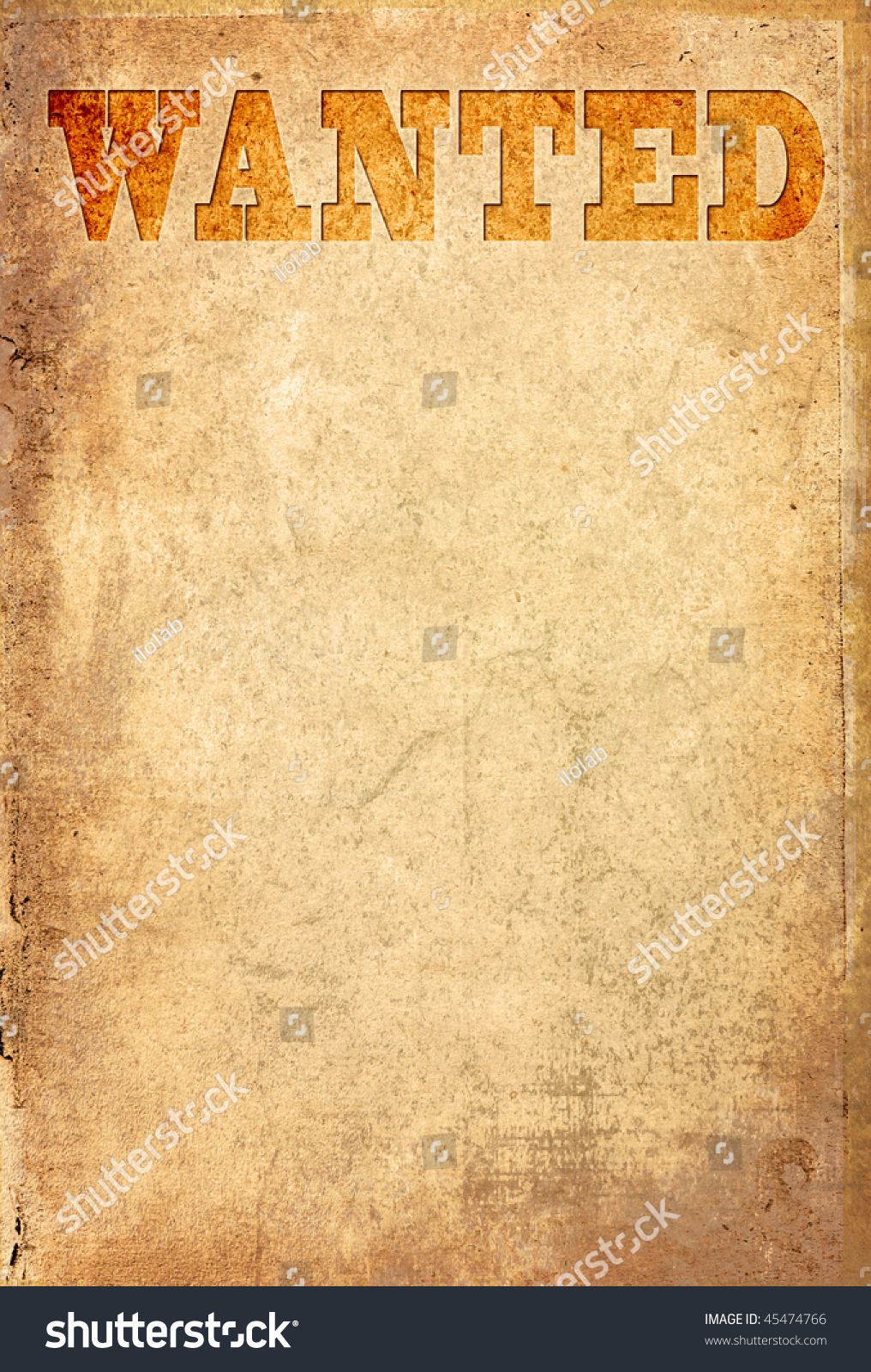 Wanted Old Wanted Paper Textures Space Stock Illustration 45474766 ...