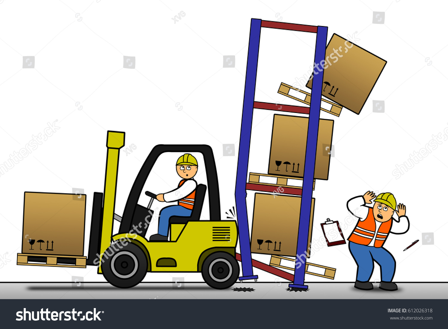 Warehouse Accident Worker Under Falling Boxes Stock Illustration ...