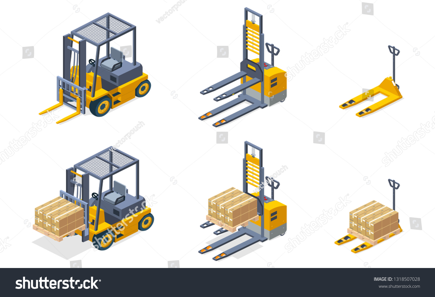 Warehouse Hydraulic Equipment Cargo Pallets Lifting Stock Illustration ...