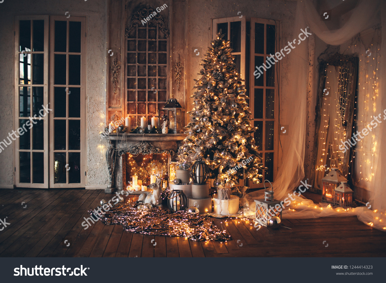 Warm Cozy Evening Christmas Room Interior Stock Photo Edit Now