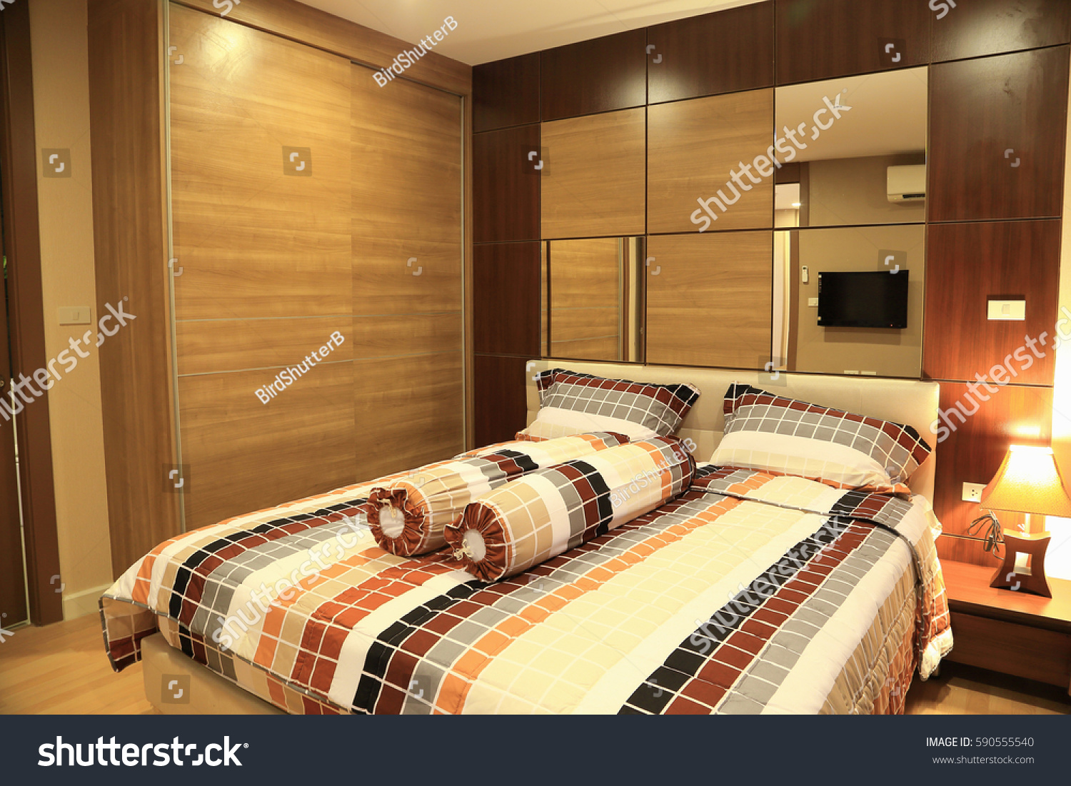 Warm Tone Luxury Interiors Design Bedroom Stock Image