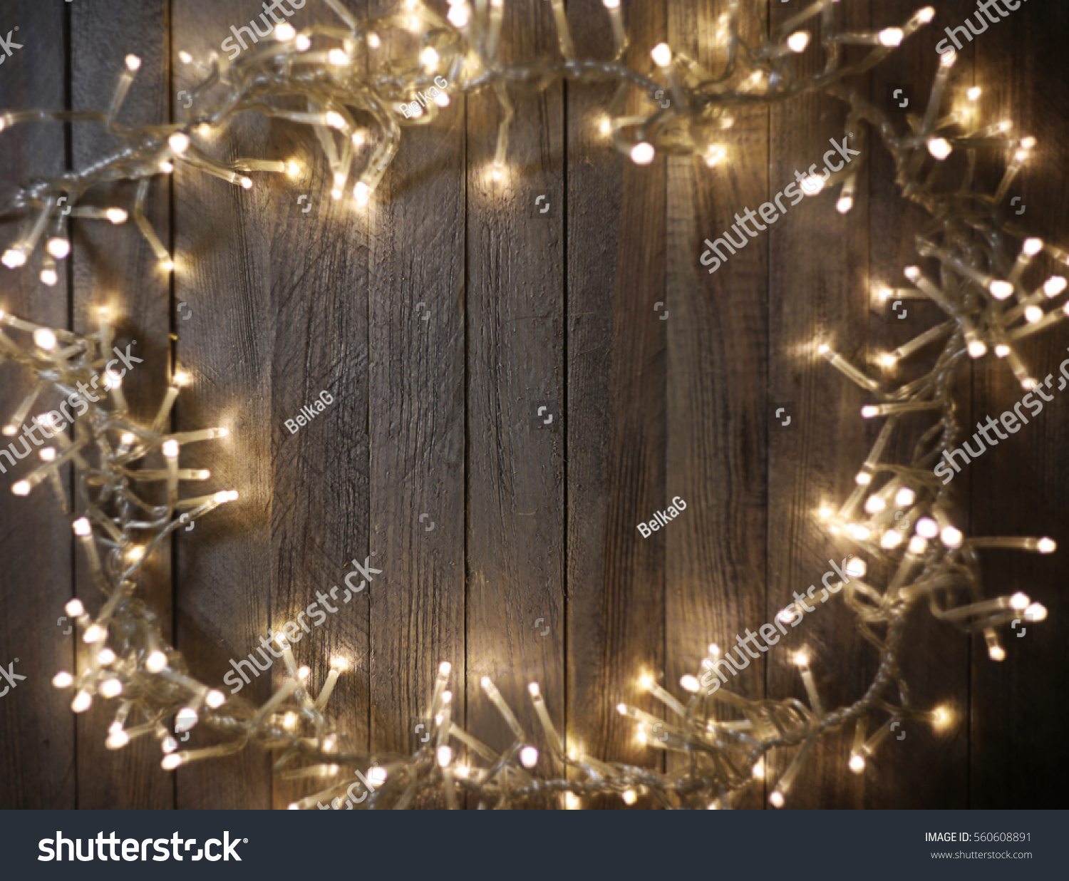 Warm White Christmas Lights Formed Frame Stock Photo Edit Now