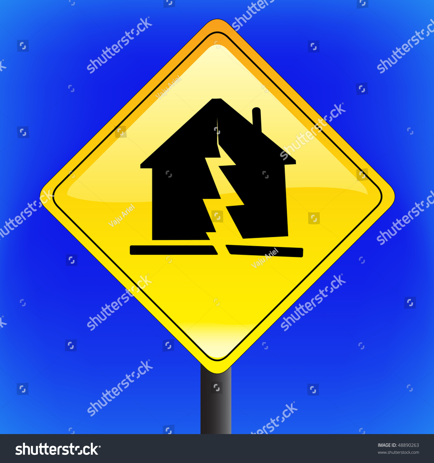 Warning Earthquake Disaster Sign Us Style Stock Illustration 48890263