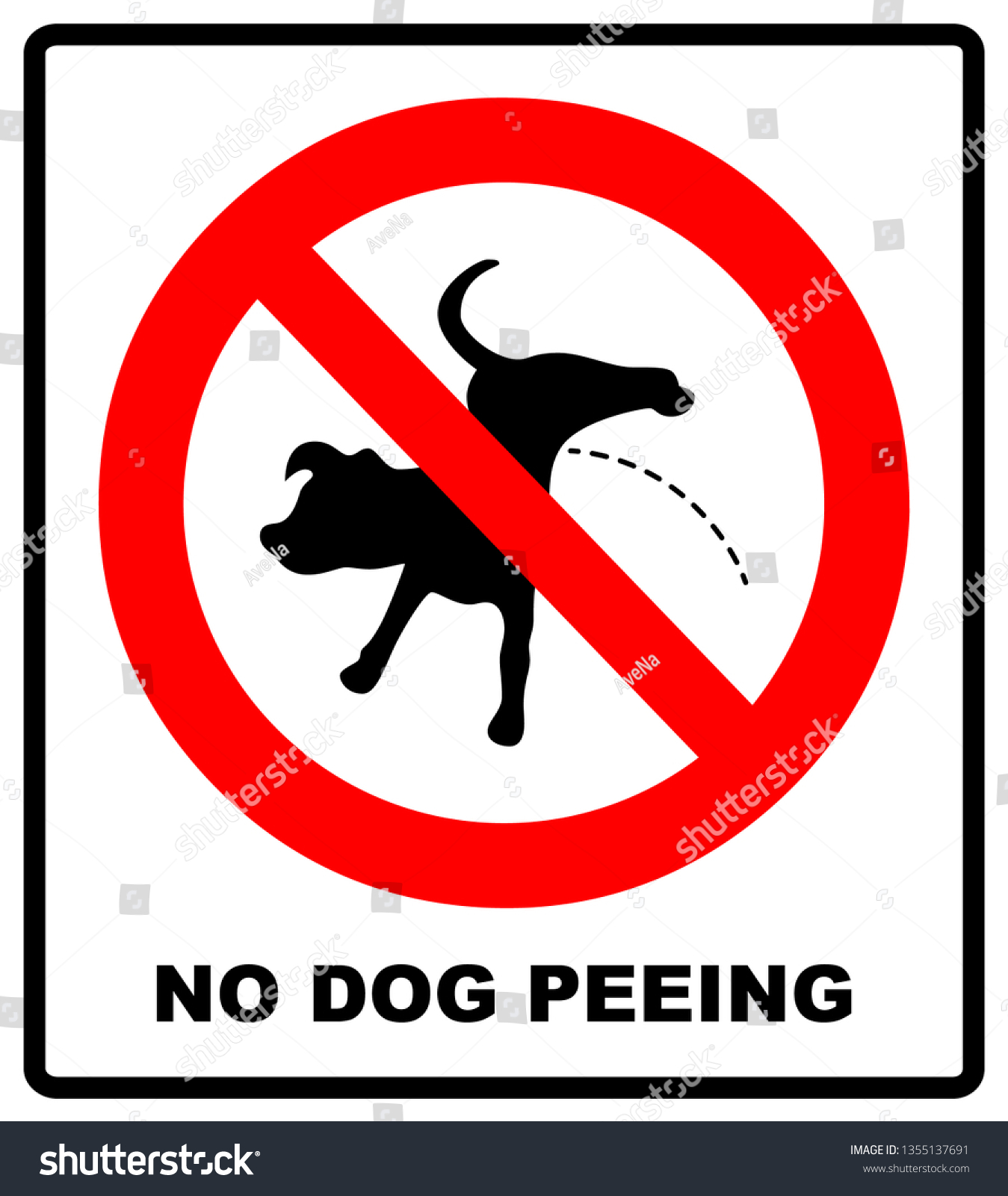 Warning Forbidden Sign No Dog Peeing Stock Illustration 1355137691 ...