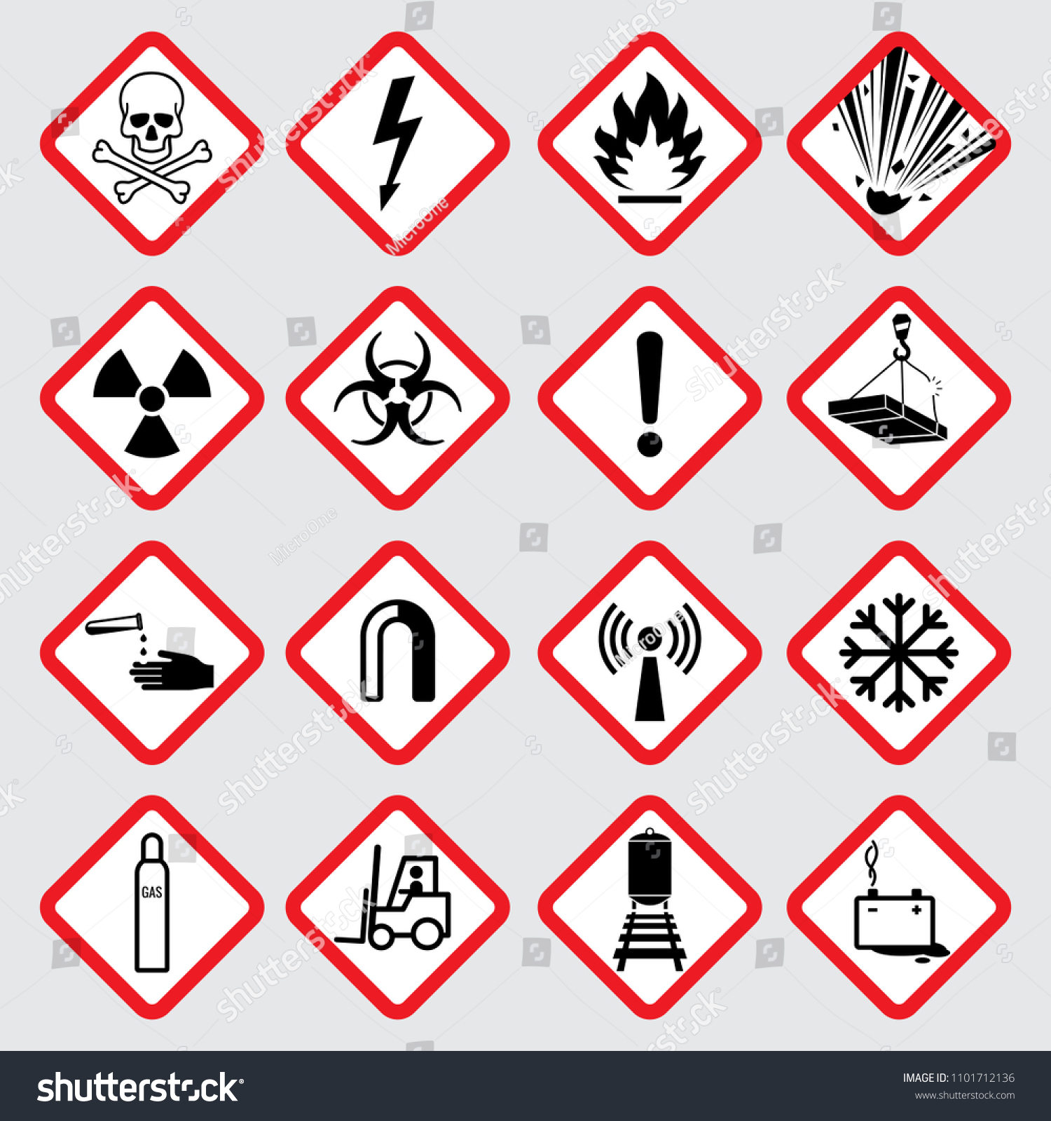 Warning Hazard Pictograms Illustration Danger Caution Stock ...