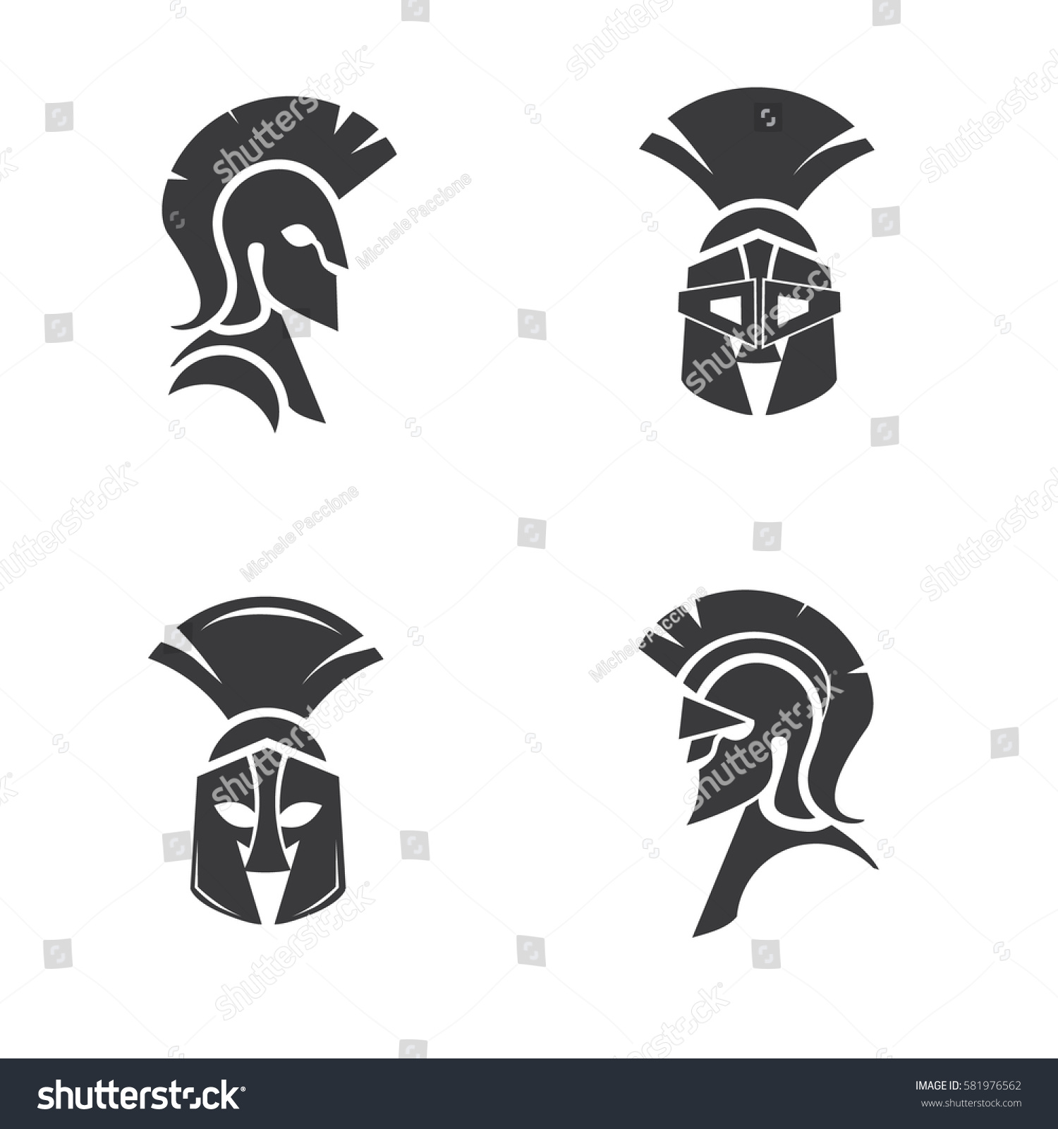 Warrior Icon Spartan Style Stylized Helmet Stock Illustration 581976562