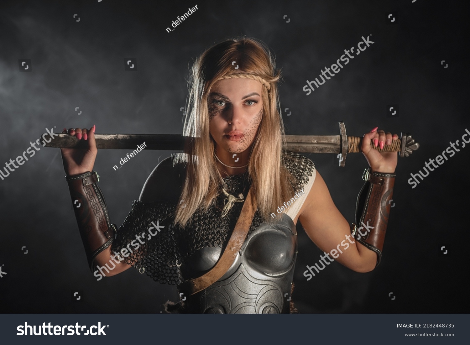 Warrior Woman Armor Sword Concept Stock Photo 2182448735 | Shutterstock