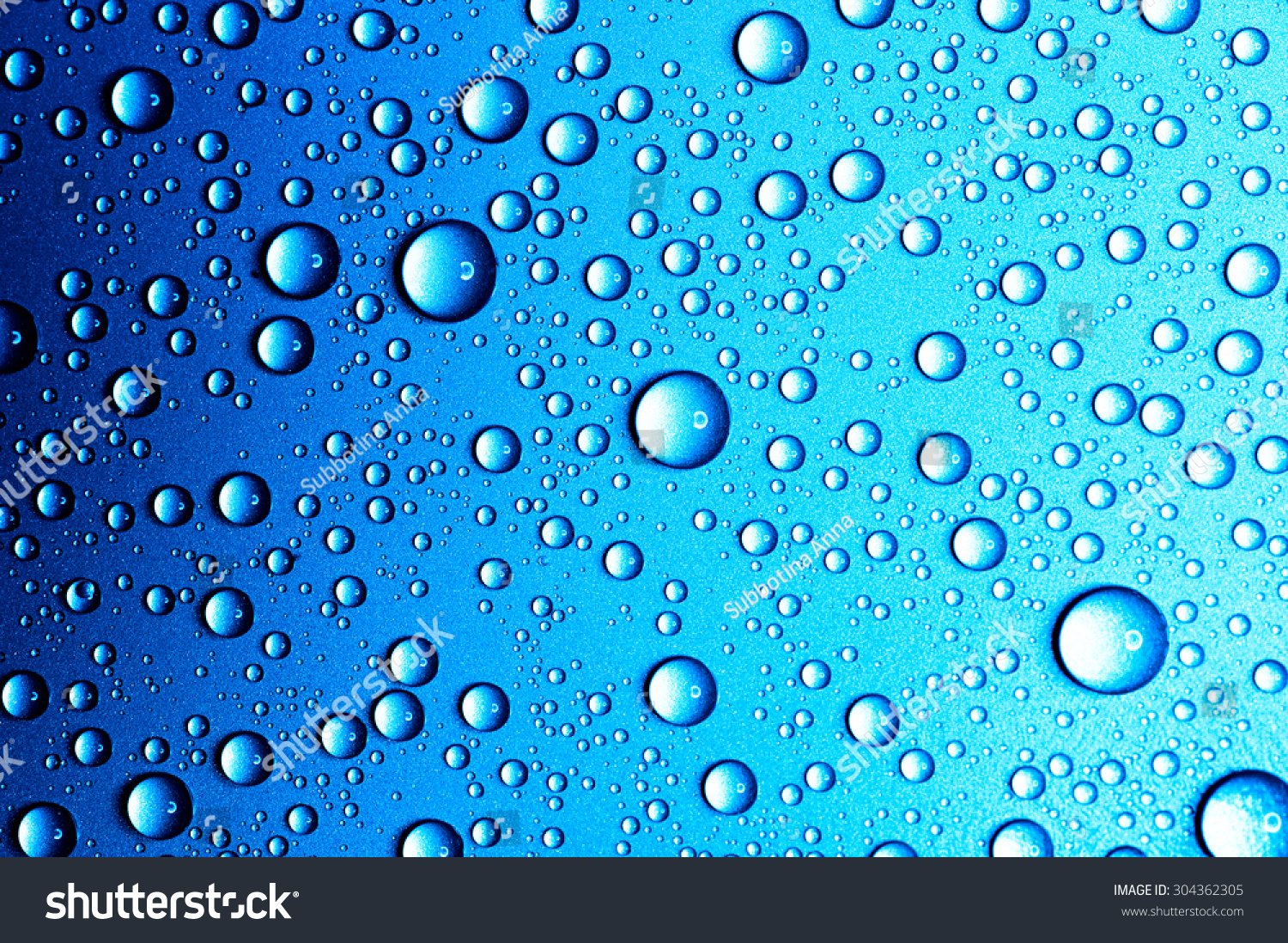 Water Drops Close Up. Abstract Blue Background Of Waterdrops, Droplets ...