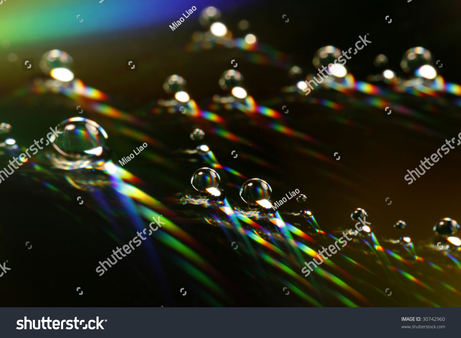 Water Drops With Colorful Reflection And Refraction Stock Photo ...