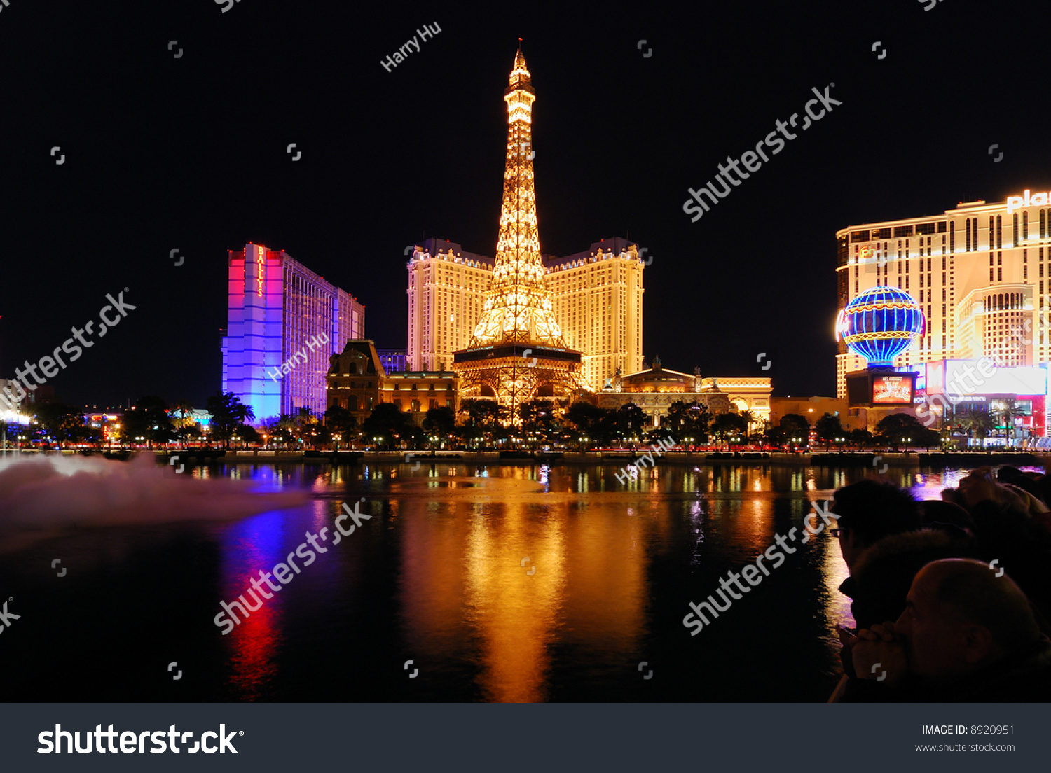 Water Fountain In Front Of Paris Casino In Las Vegas Stock Photo ...