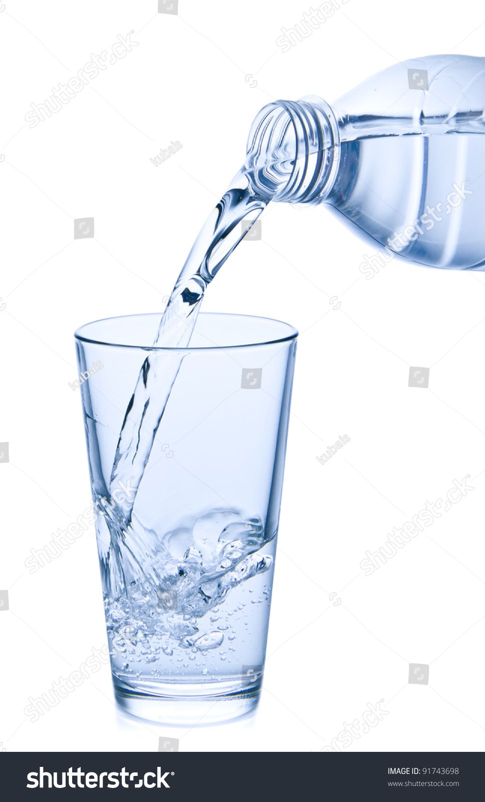 Water Pouring Into Glass On White Background Stock Photo 91743698 ...