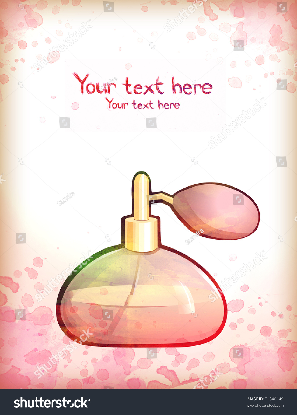 Watercolor Background With Illustration Of Perfume - 71840149 ...