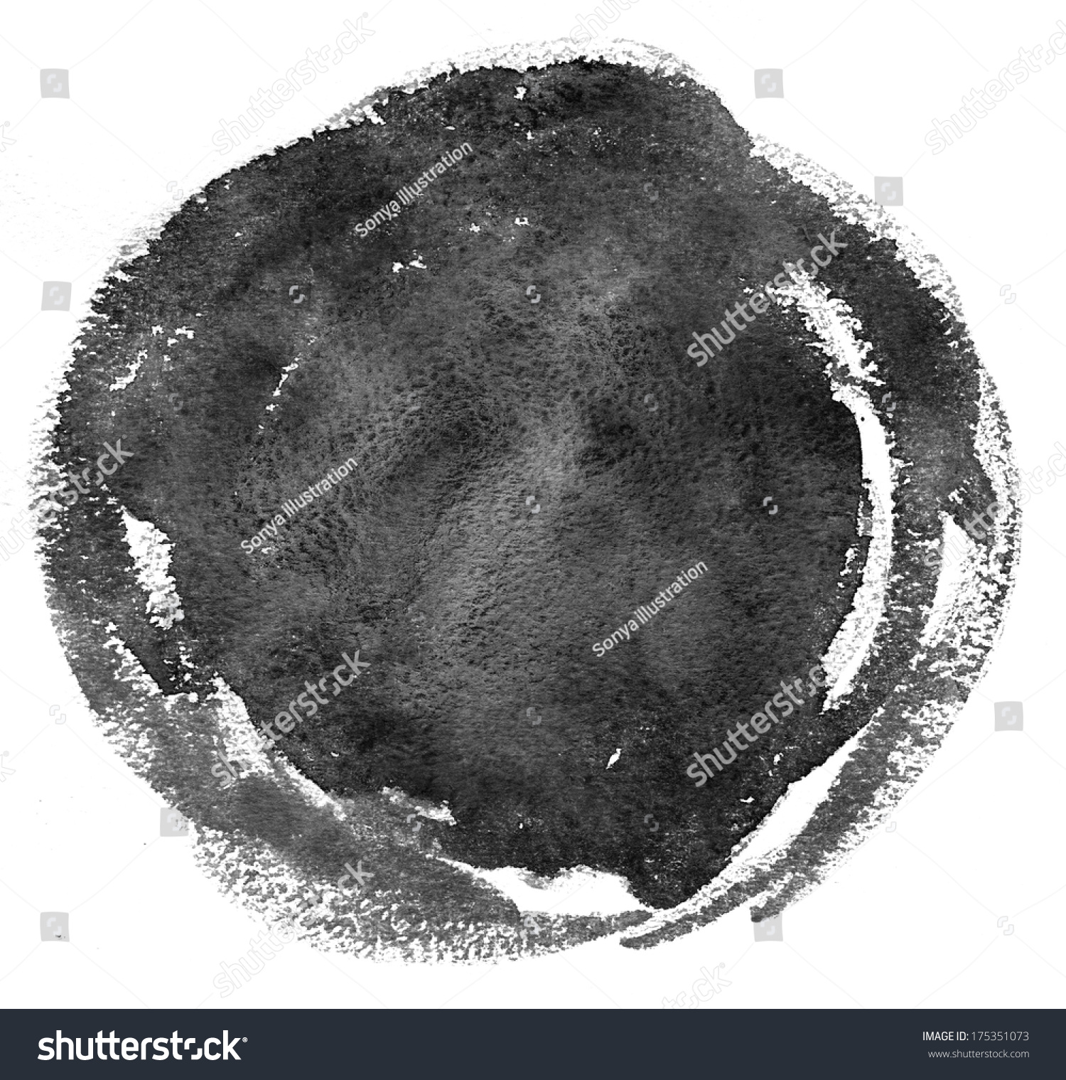 Watercolor Black Circle Background Stock Illustration 175351073