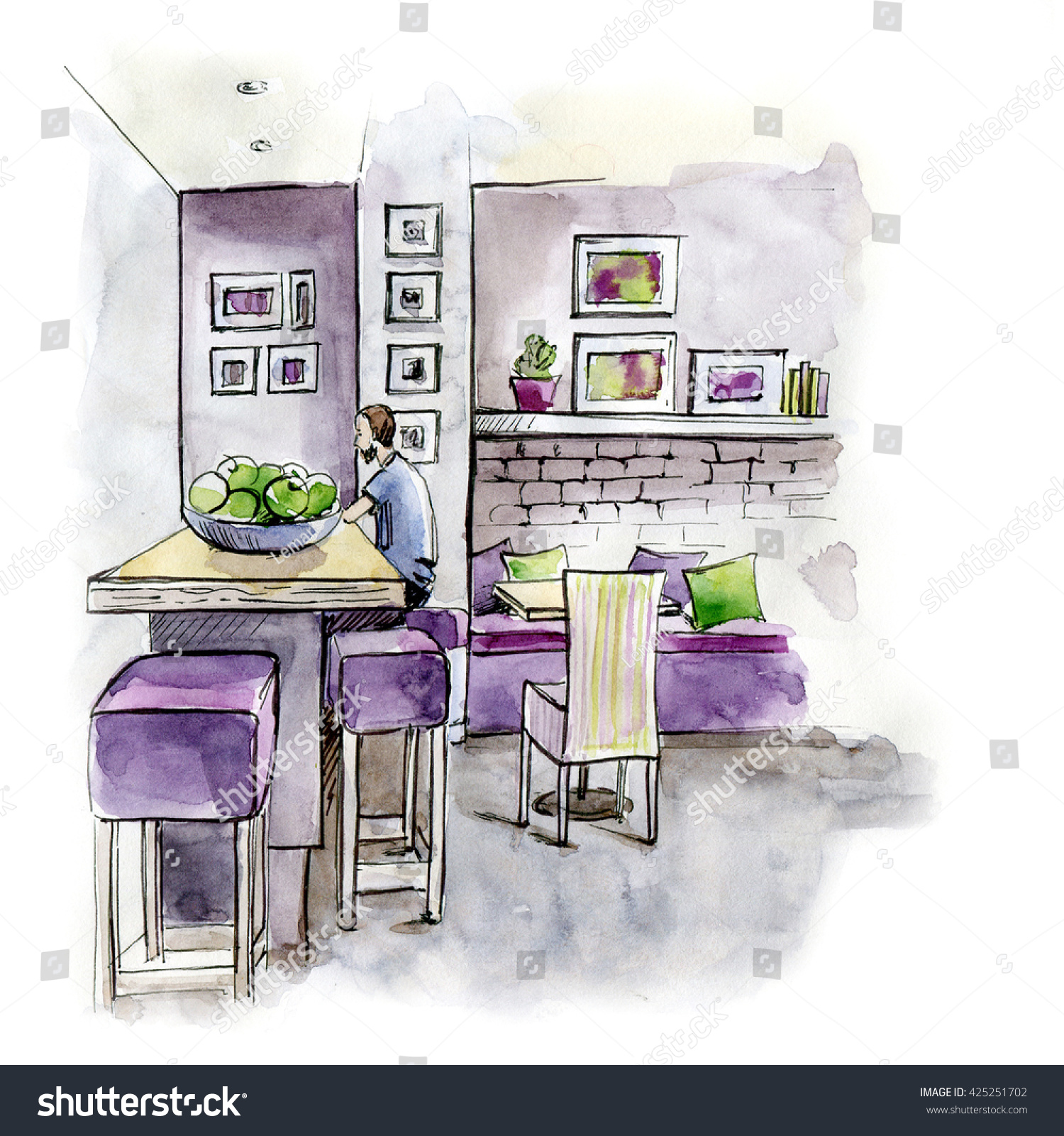 watercolor cafe interior sketch can be stock illustration watercolor cafe interior sketch can be stock illustration