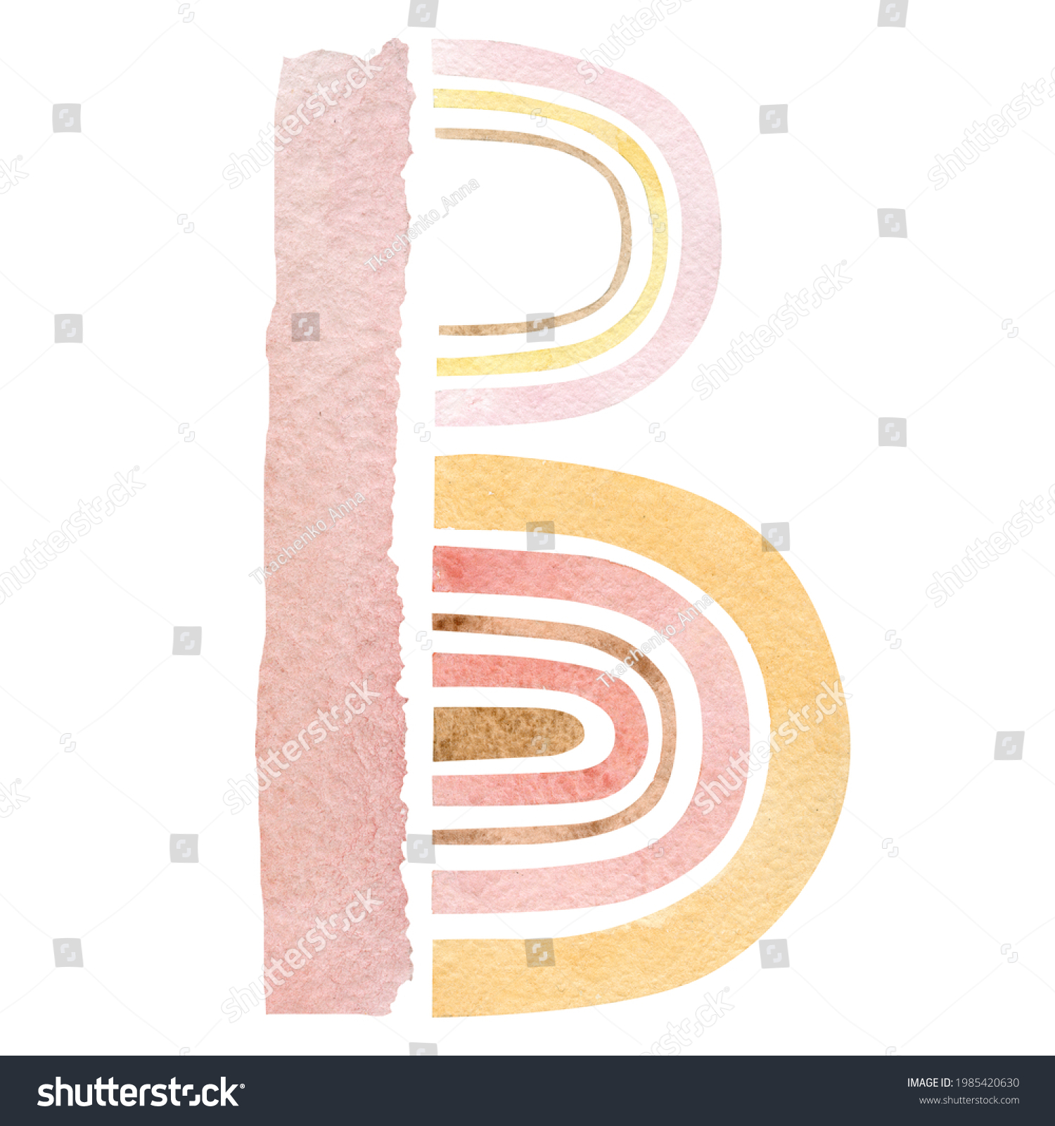 Watercolor Childrens Alphabet Letter B Style Stock Illustration ...