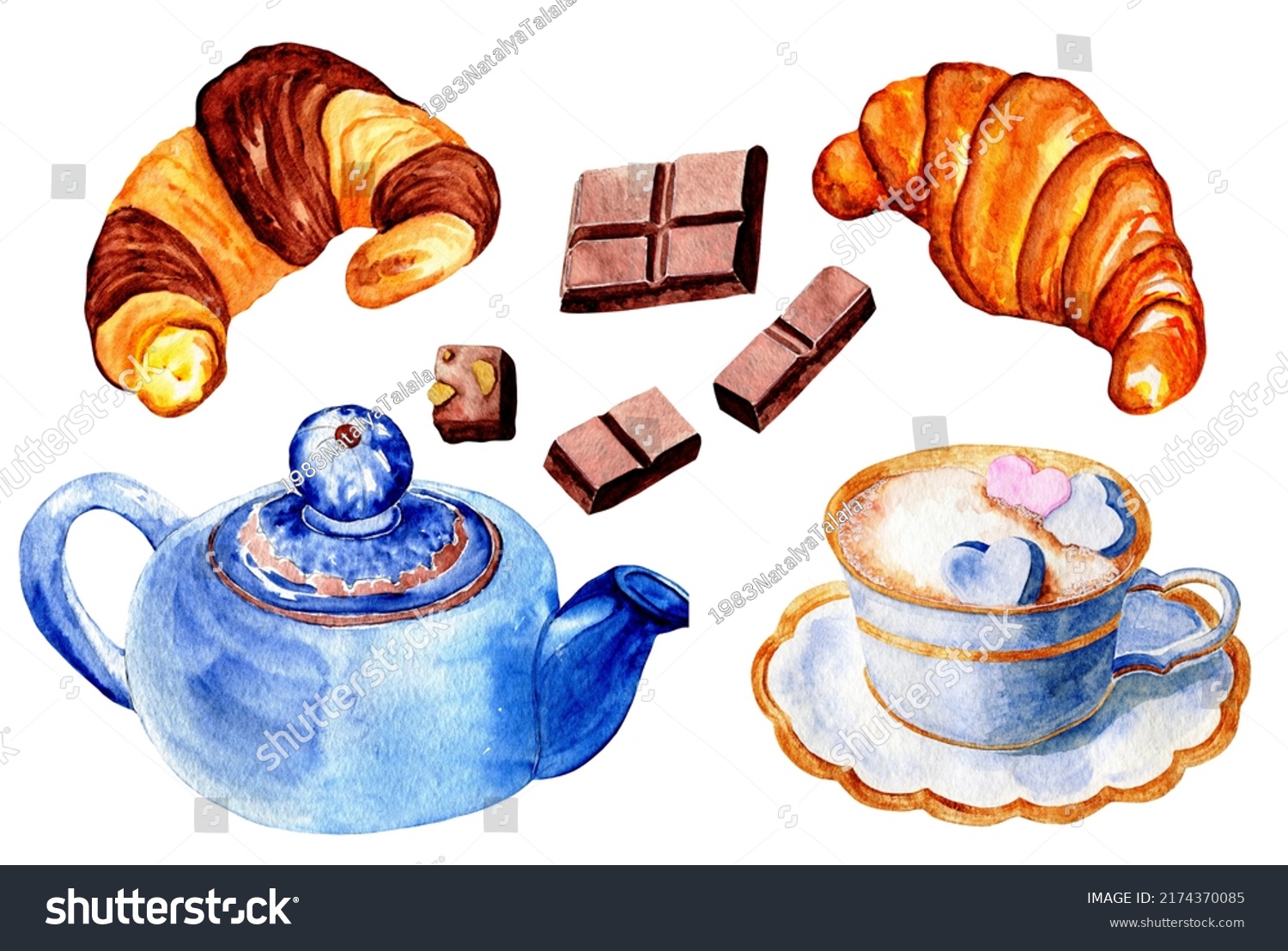 watercolor-collection-design-elements-describe-tea-stock-illustration