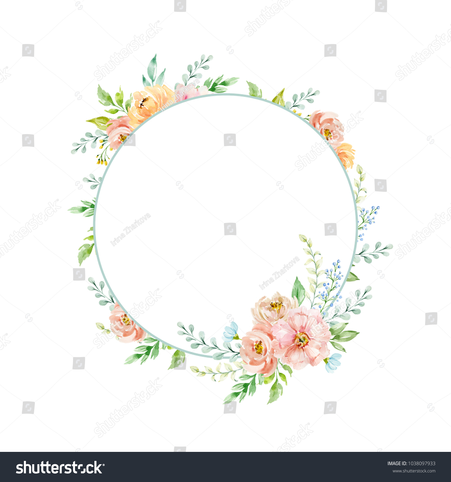 Watercolor Composition Flowers Pastel Colors Frame Stock Illustration ...