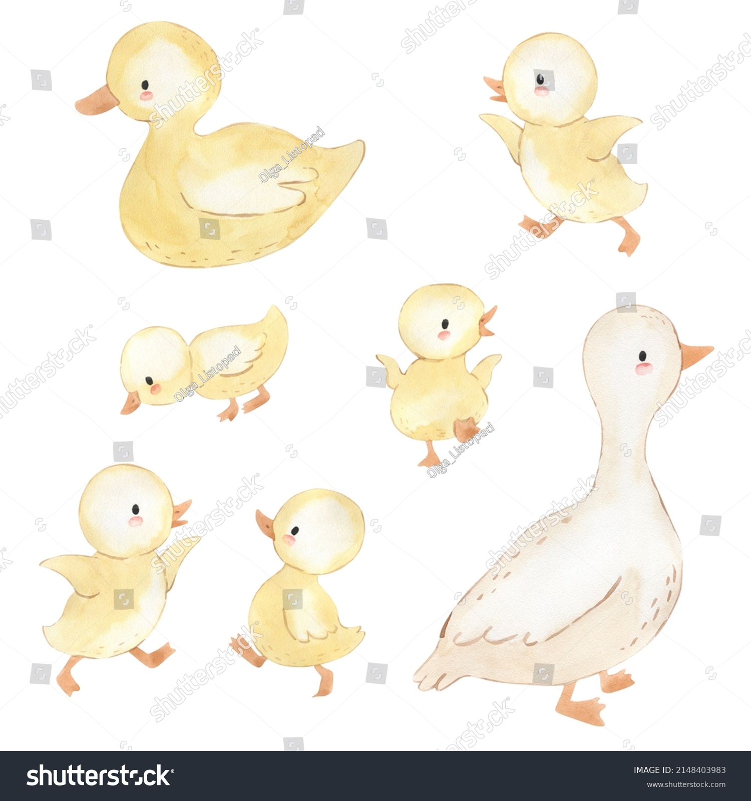 Watercolor Duck Illustration Kids Stock Illustration 2148403983 ...