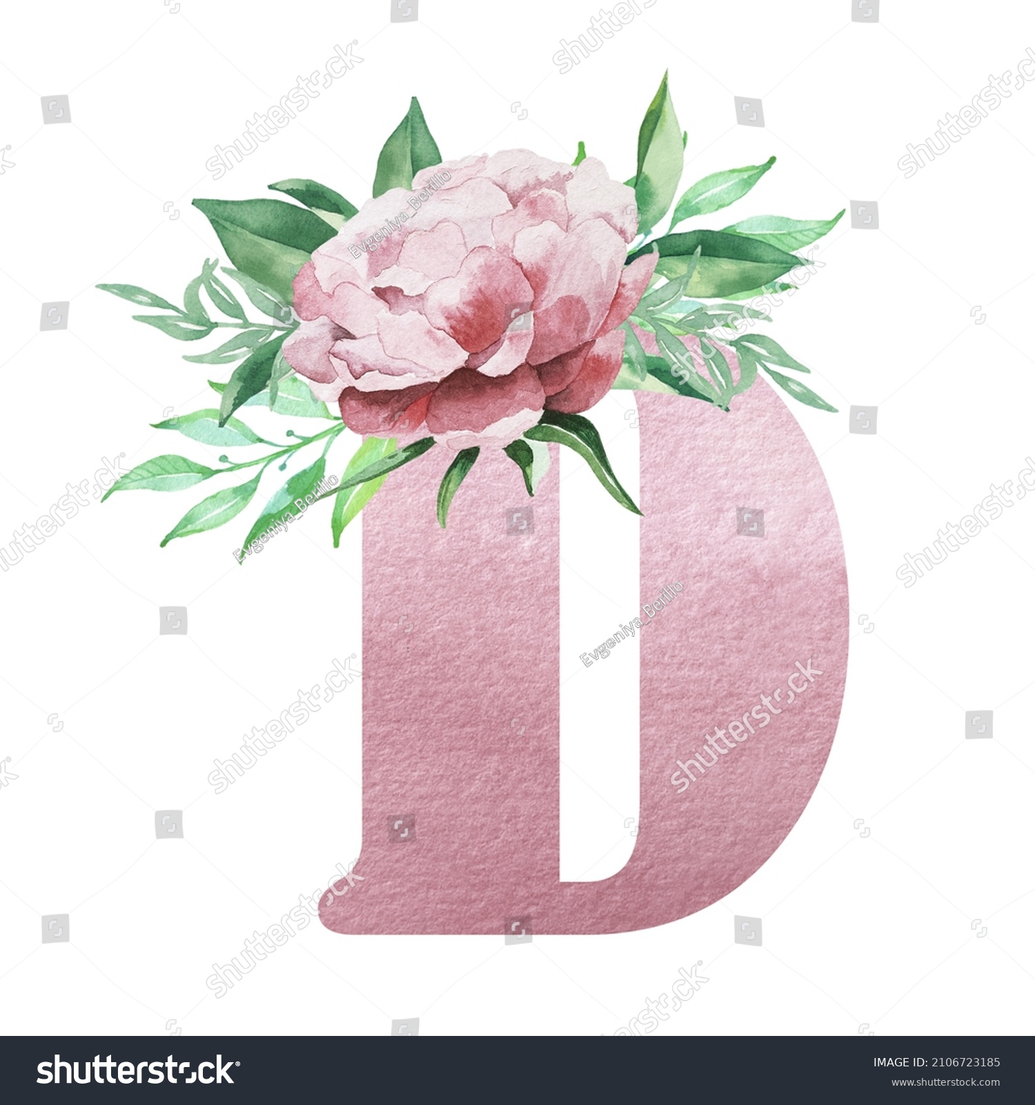 Watercolor Floral Alphabet Pink Color Letter Stock Illustration Shutterstock