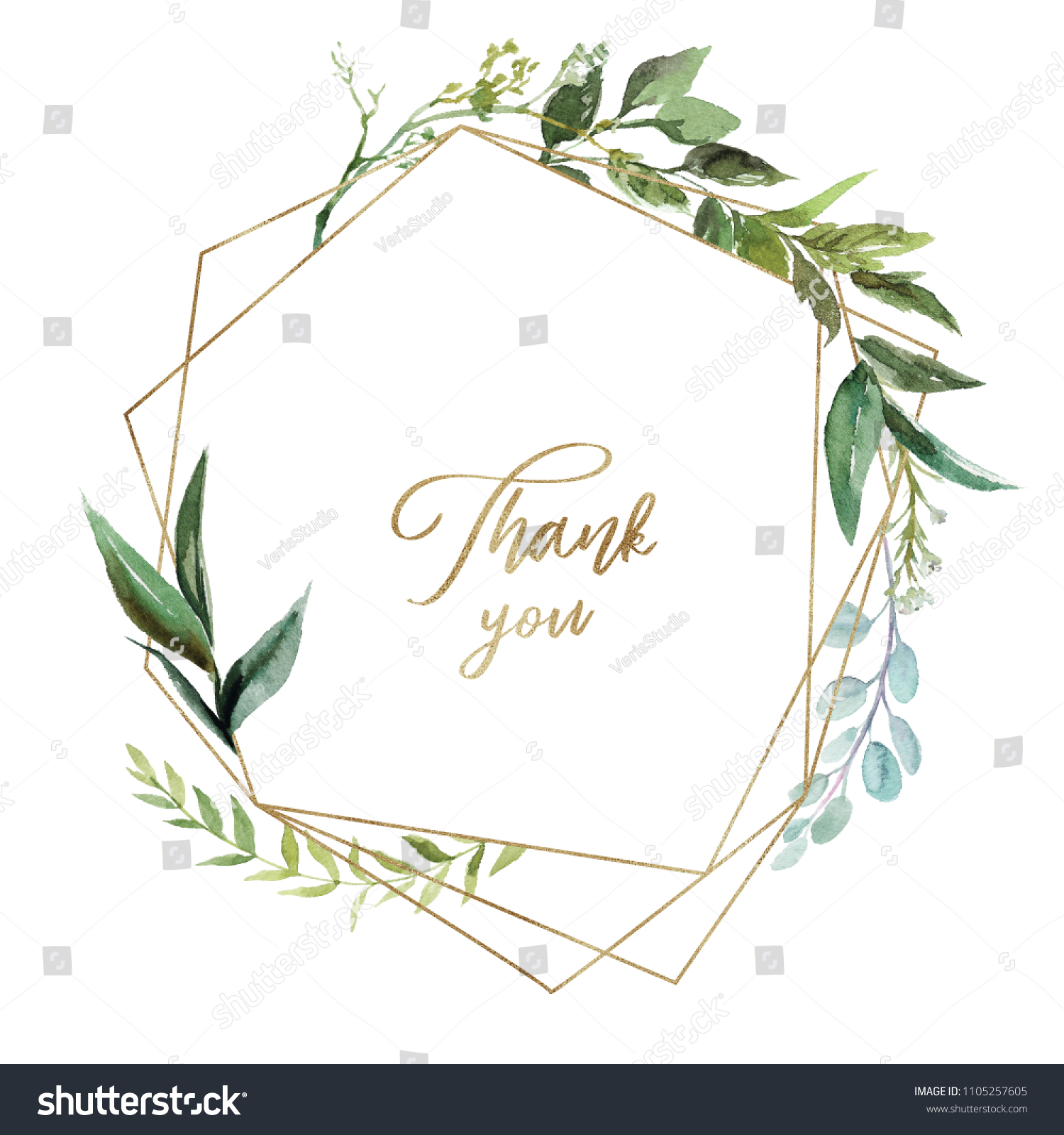 spring floral wreath for wedding invitation gift tag PNG 237 Watercolor Greenery Wreath Clipart Gold geometric with tropic leaves frame