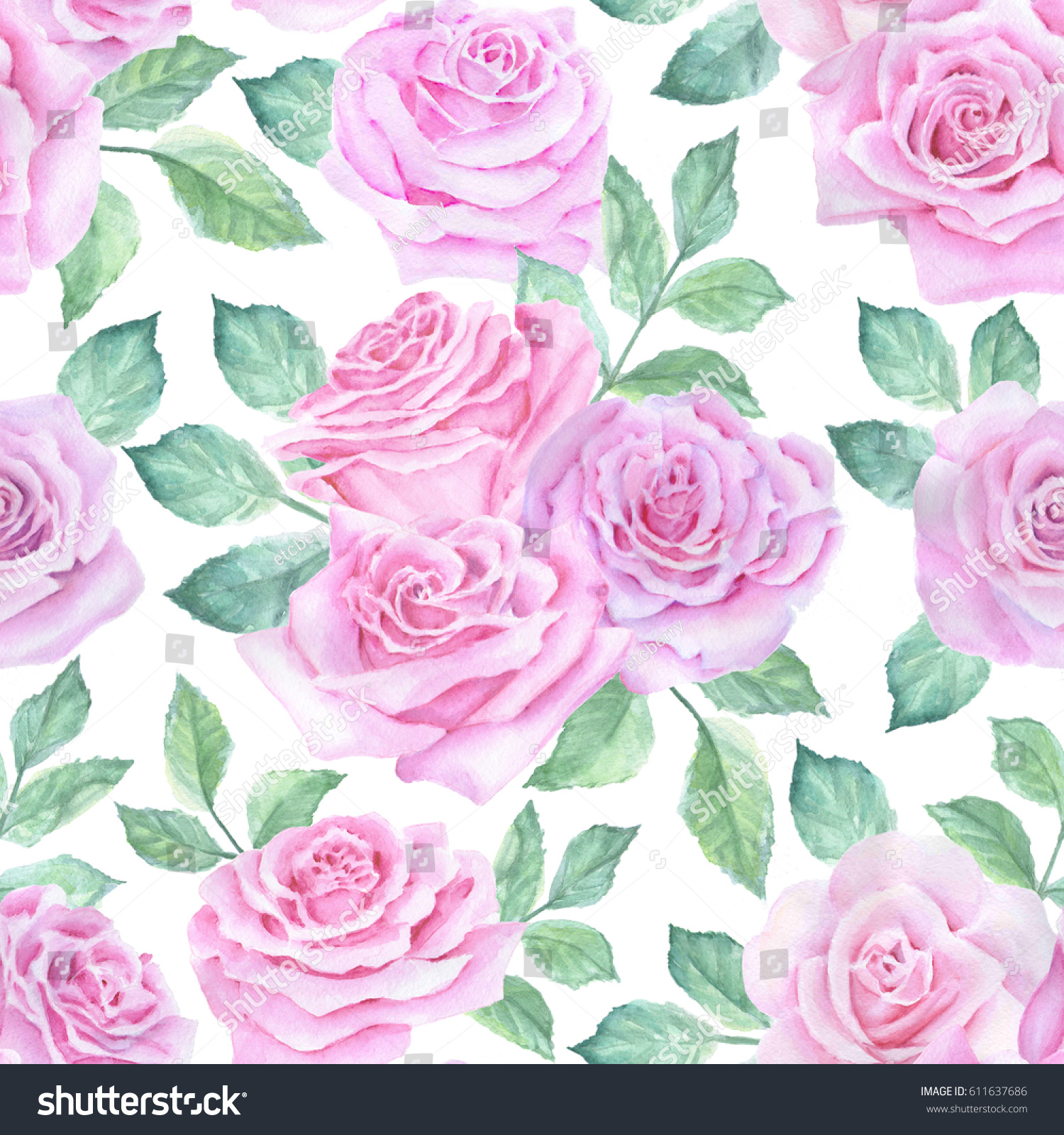 Watercolor Flower Pattern Stock Illustration 611637686 | Shutterstock