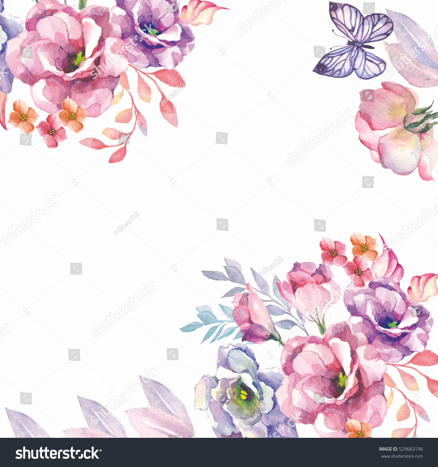 Watercolor Flowers Background Stockillustration 529683196 – Shutterstock