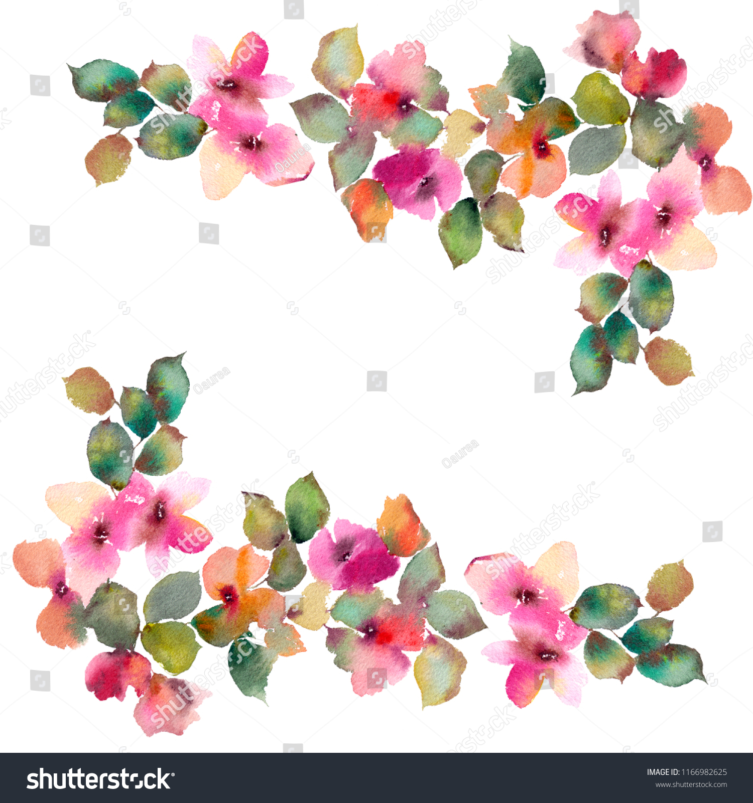 Watercolor Flowers Floral Frame Flowers Border Stock Illustration Shutterstock