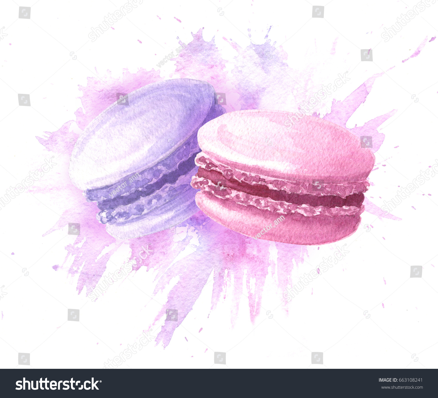 watercolor hand drawn macaron french cakes stock illustration 663108241 https www shutterstock com image illustration watercolor hand drawn macaron french cakes 663108241