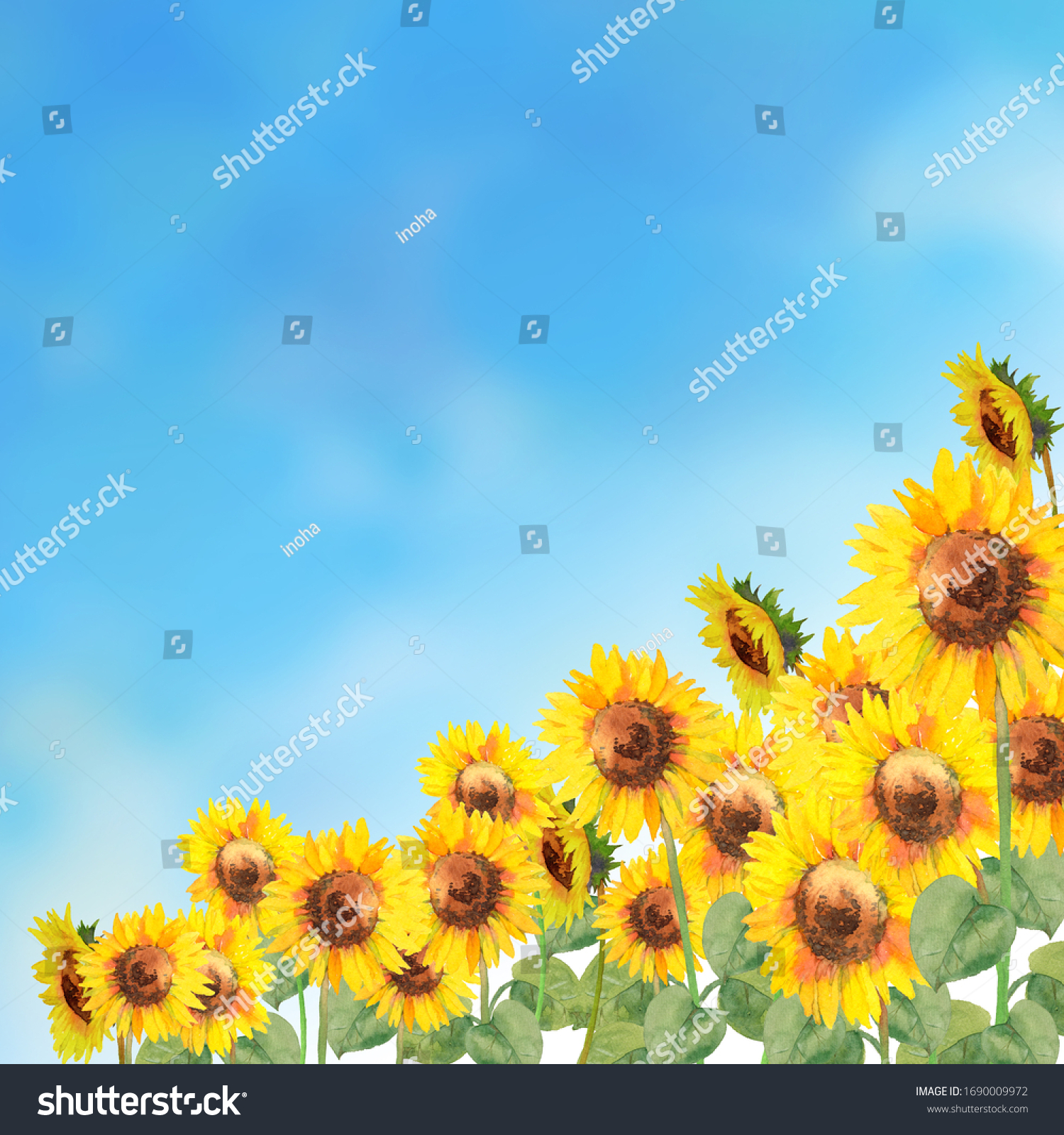 ひまわり畑 イラスト 空 Images Stock Photos Vectors Shutterstock