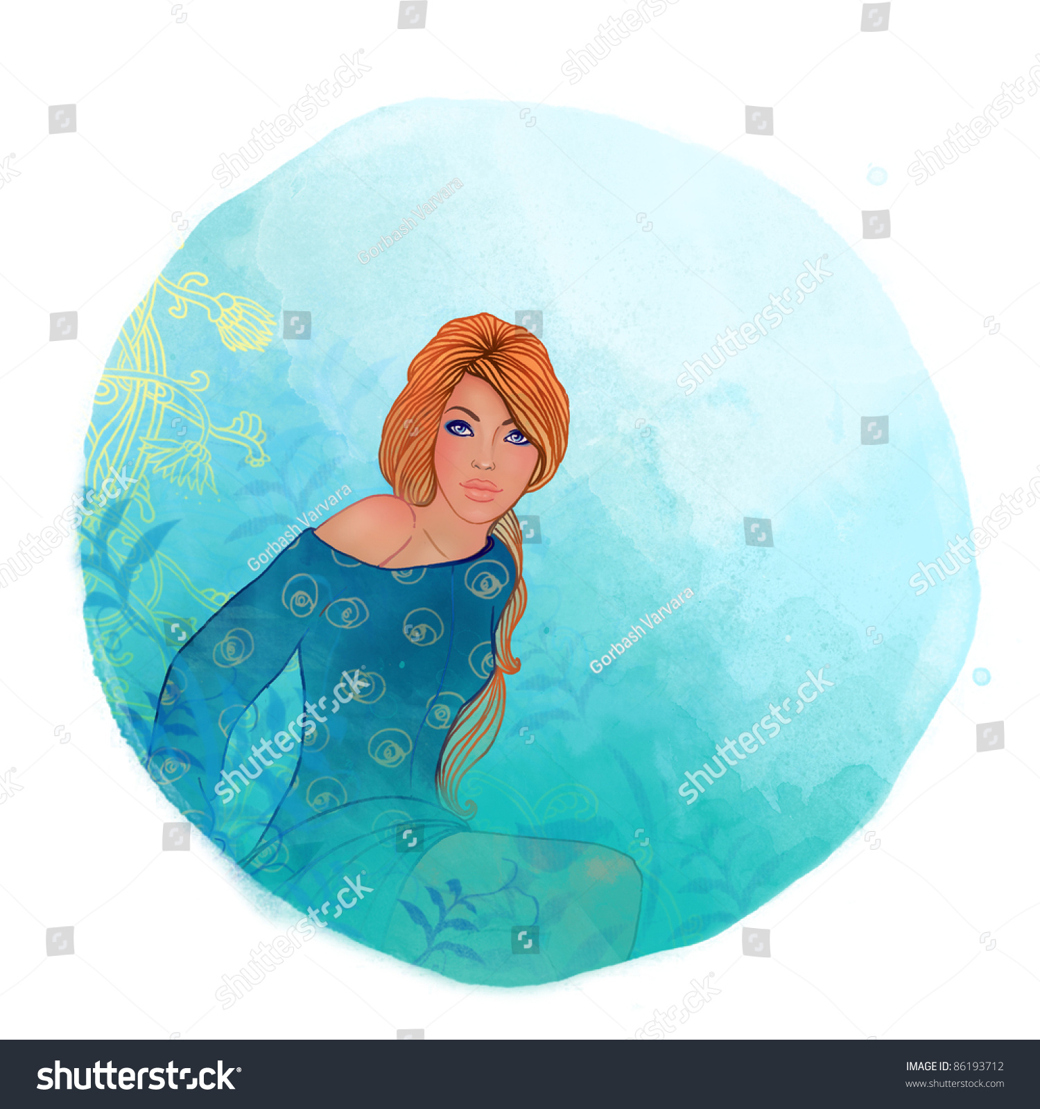 Watercolor Illustration Of Virgo Zodiac Sign As A Beautiful Girl ...