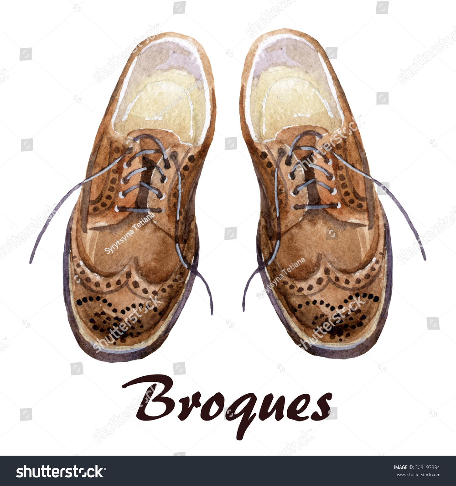 Watercolor Men Shoes Hand Painted Fashion Stock Illustration 308197394 ...