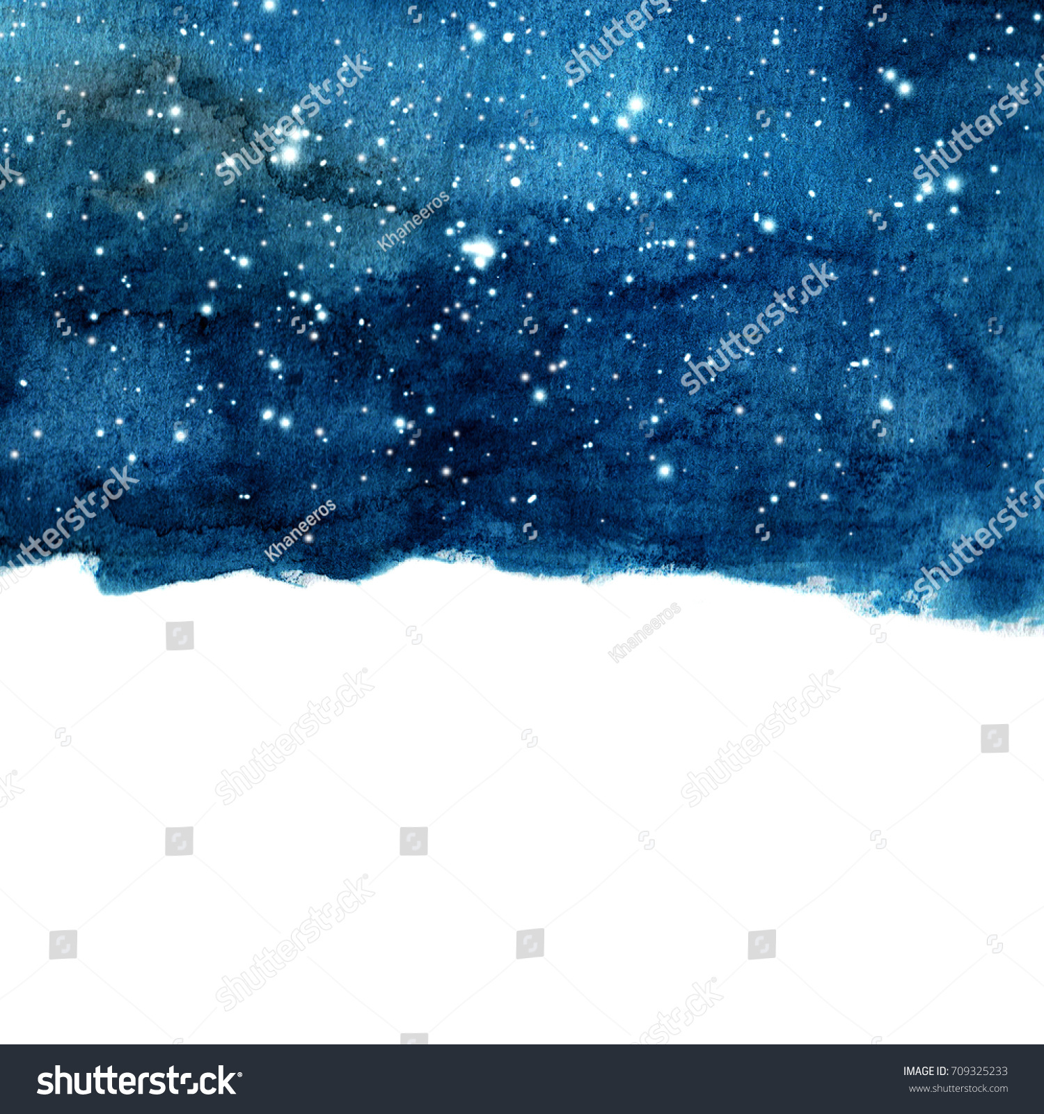 星の付いた水彩の夜空の背景 テキスト用のスペースを持つ宇宙レイアウト のイラスト素材