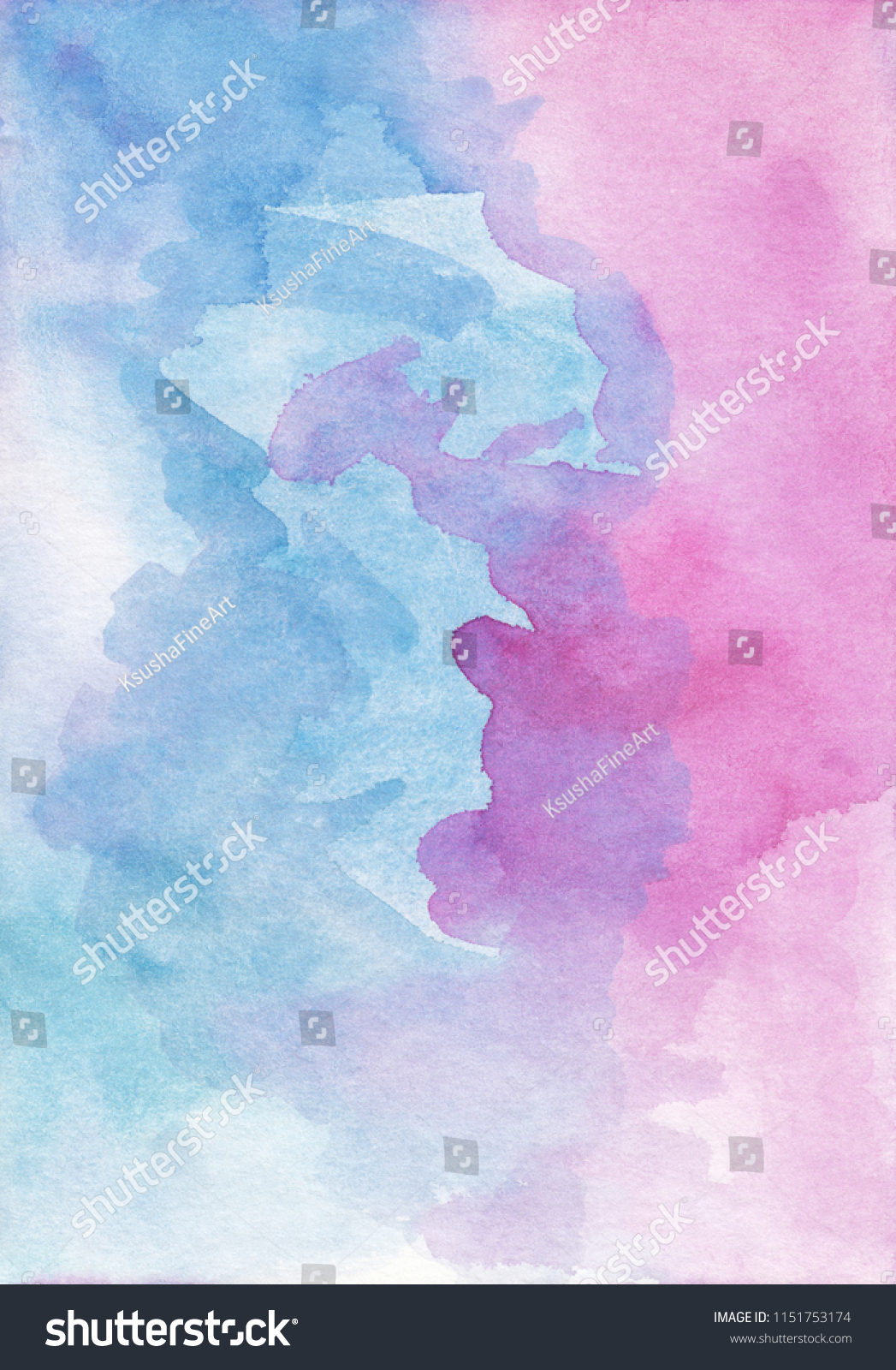 Watercolor Pink Blue Violet Background Hand Stock Illustration