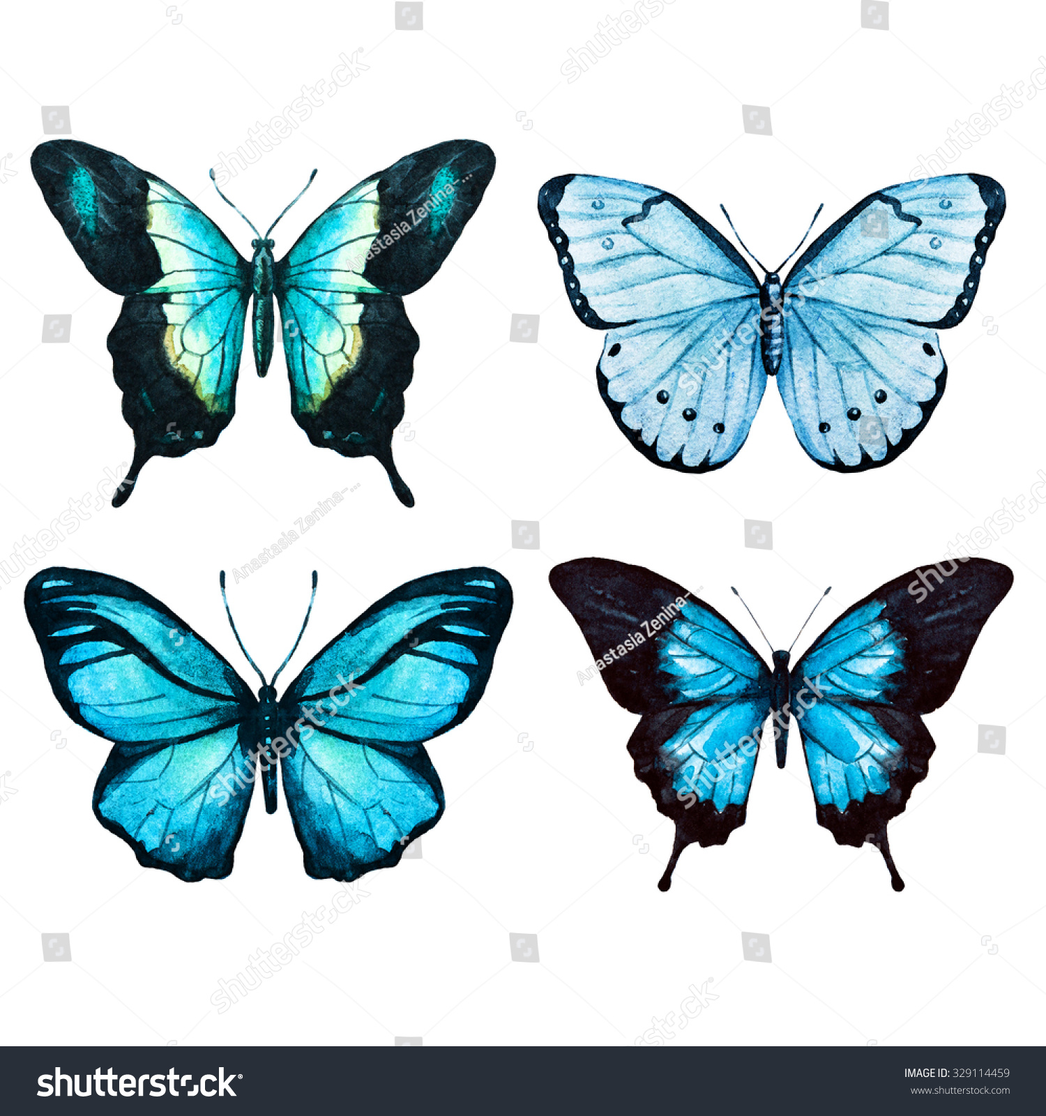 Watercolor Pink Butterflies, Isolated Objects, Tropical Butterflies ...