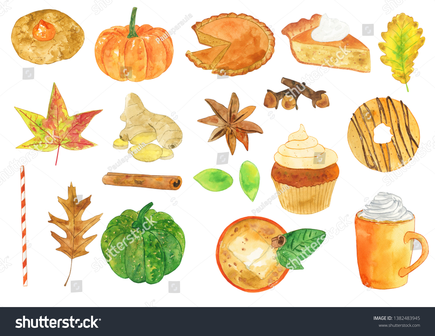 Watercolor Pumpkin Spice Illustration Pumpkin Spice Stock Illustration ...