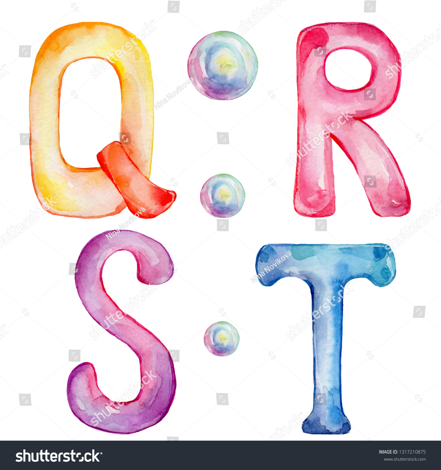 Watercolor Rainbow Letters Rainbow Alphabet Colorful Stock