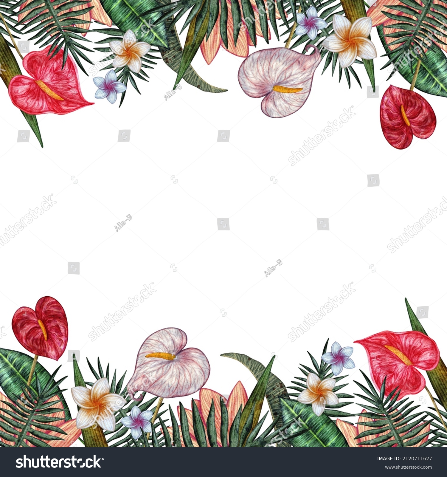 Watercolor Style Flower Foliage Clipart Stock Illustration 2120711627 ...