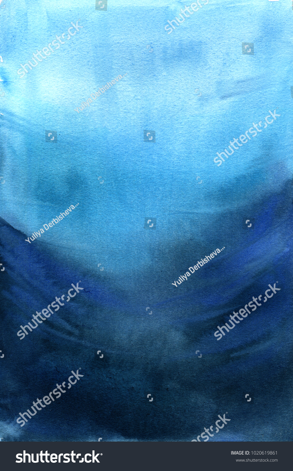 Watercolor Underwater Background Hand Painted Sea Stock