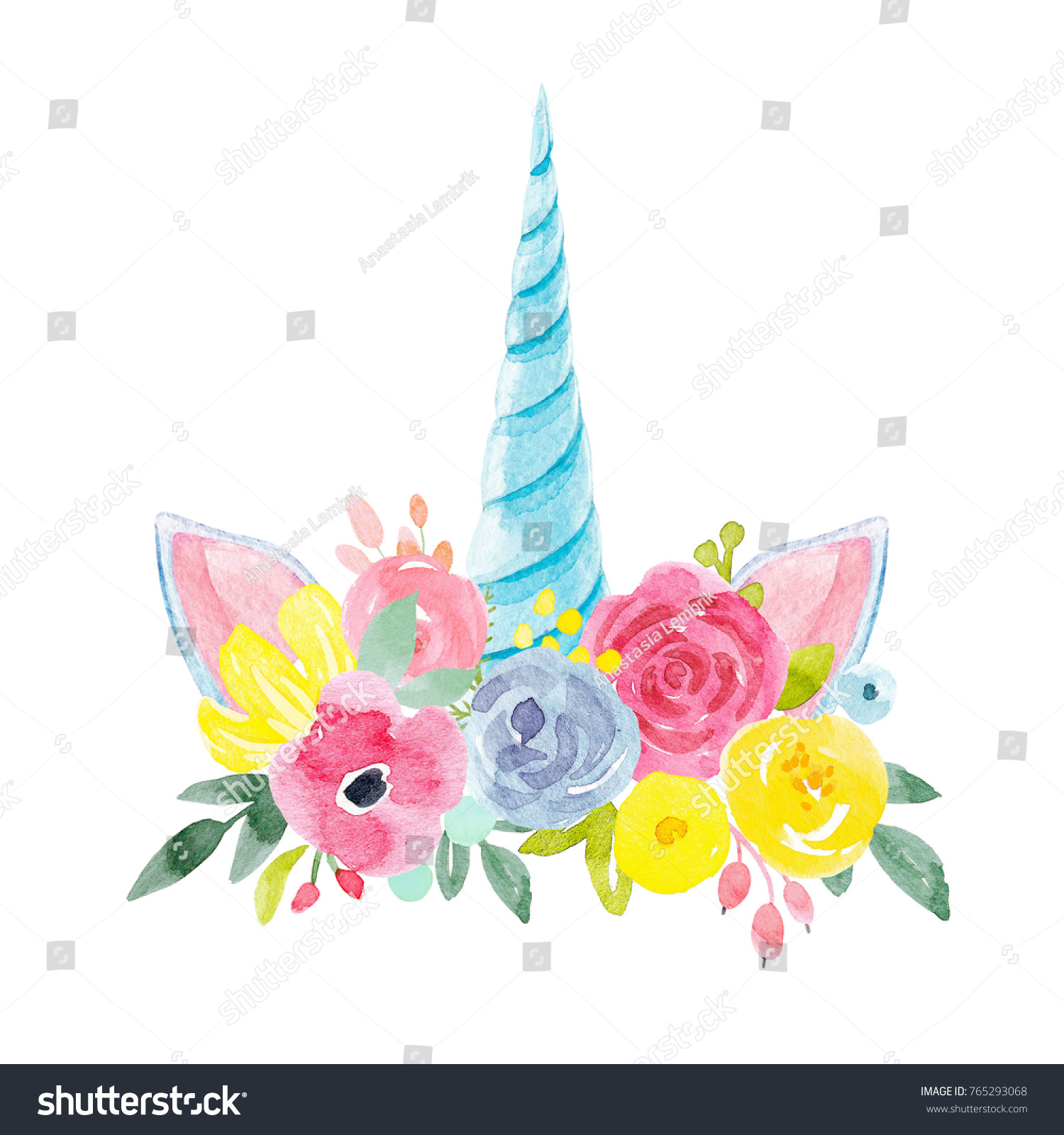 watercolour floral print delicate flowers yellow stock illustration 765293068