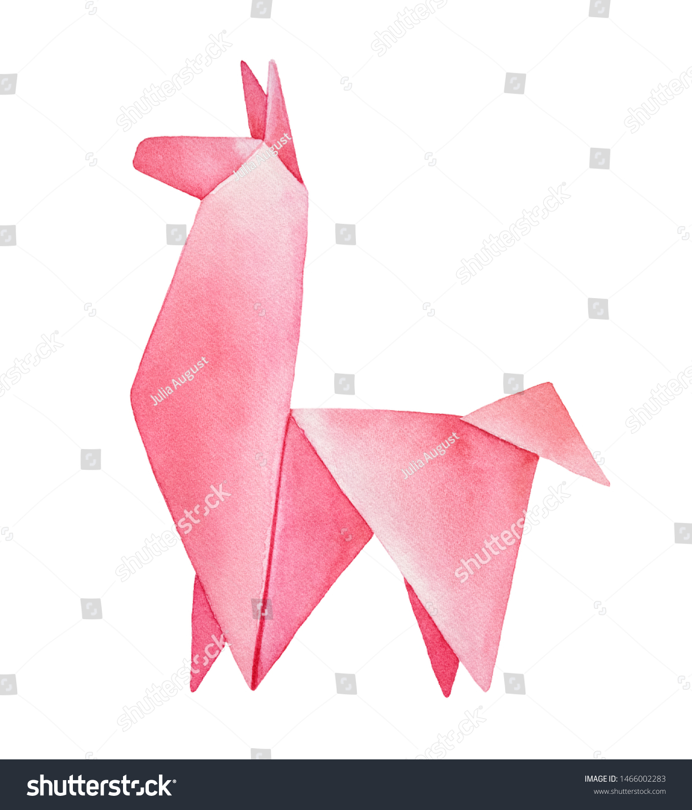 Ilustracion De Stock Sobre Dibujo Acuarela De Fluffy Origami Llama