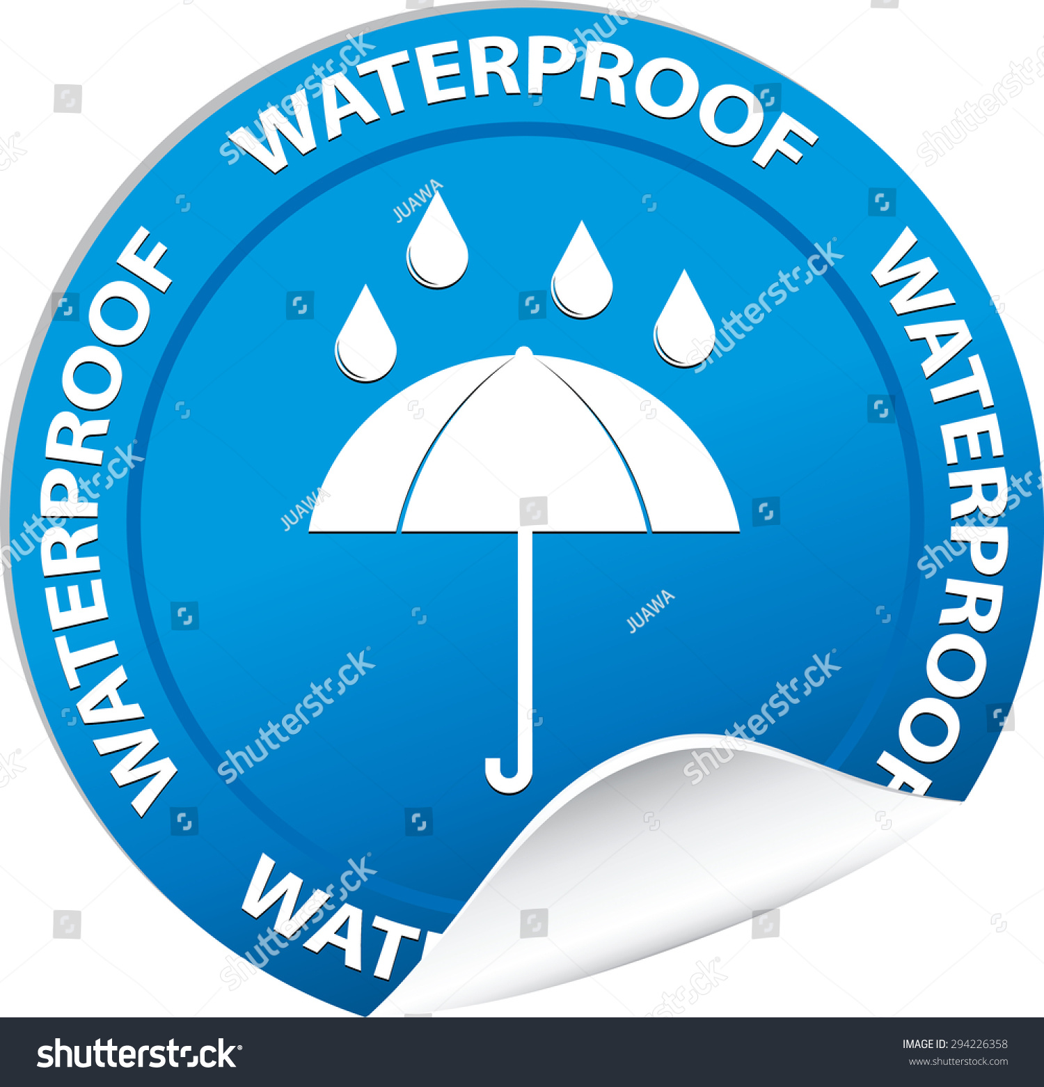 Waterproof Blue Sticker Label Umbrella Rain Stock Illustration ...