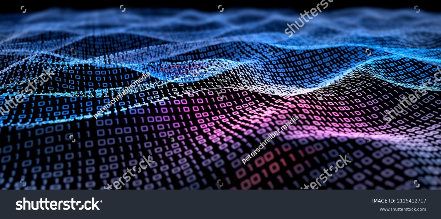 Waves Digital Binary Code Structure 3d Stock Illustration 2125412717 ...